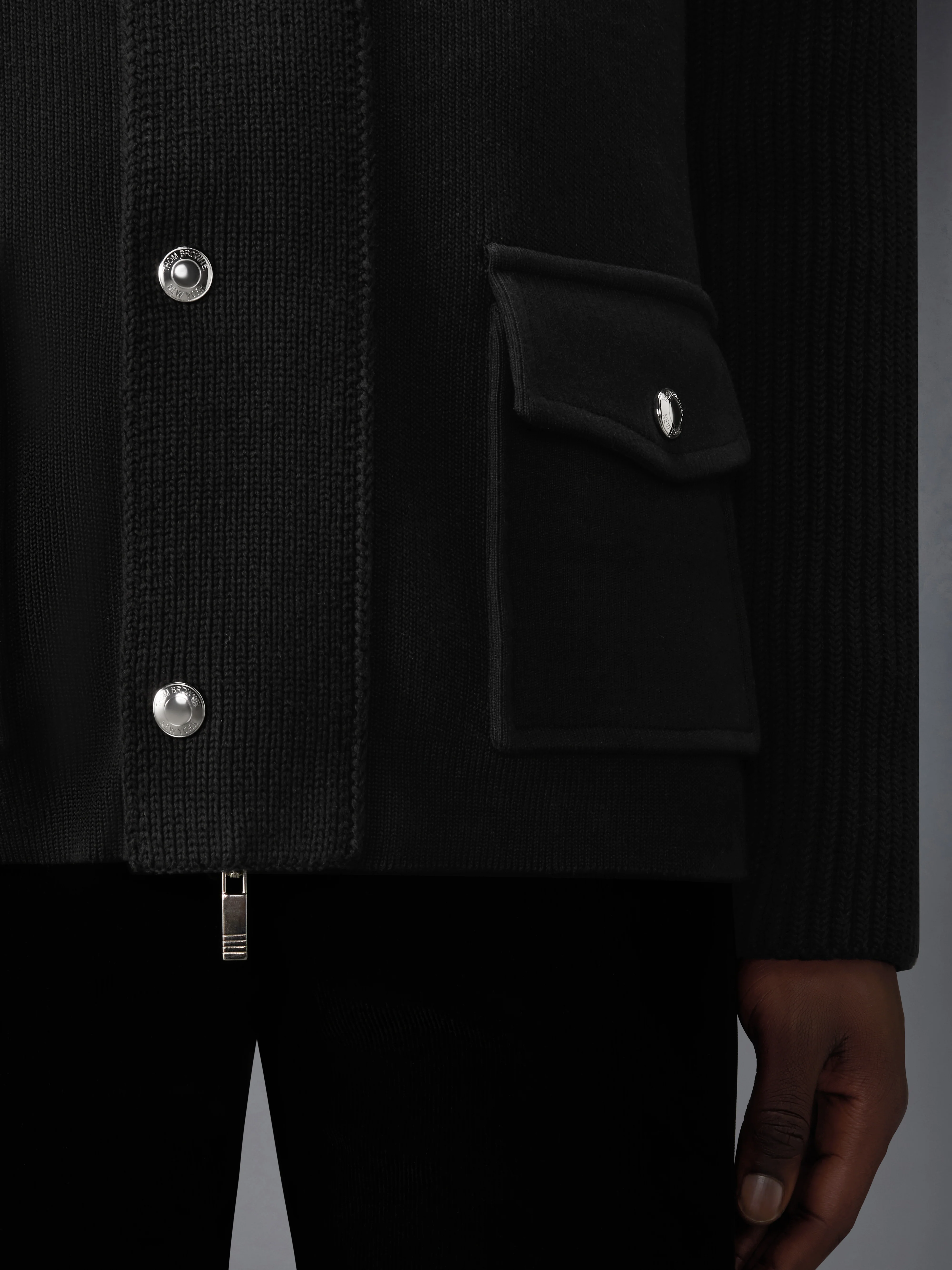MIXED STITCH COTTON CASHMERE ZIP UP JACKET - Image 4