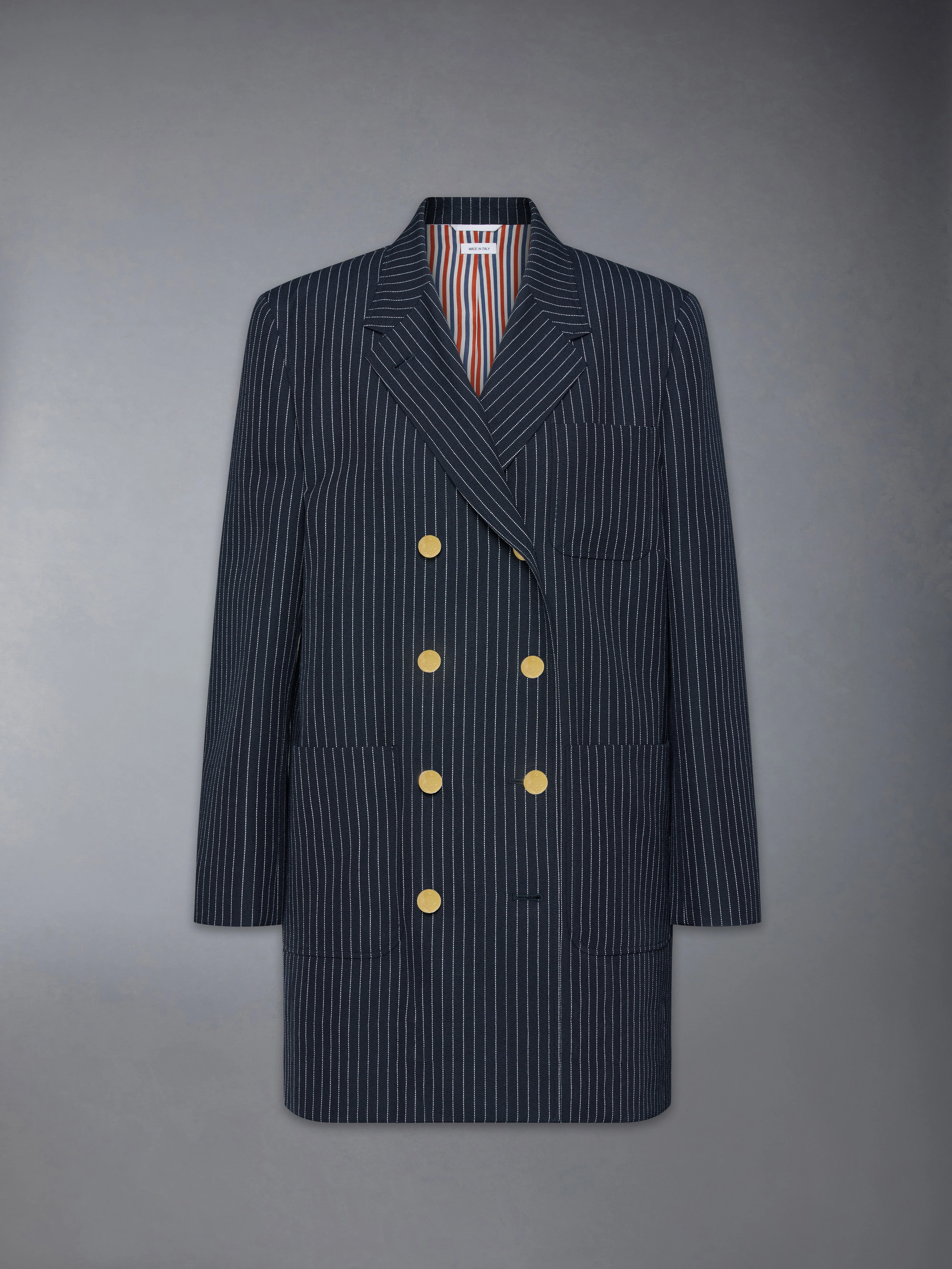 PINSTRIPE HIGH TWIST WOOL SACK SPORTCOAT DRESS - Image 7