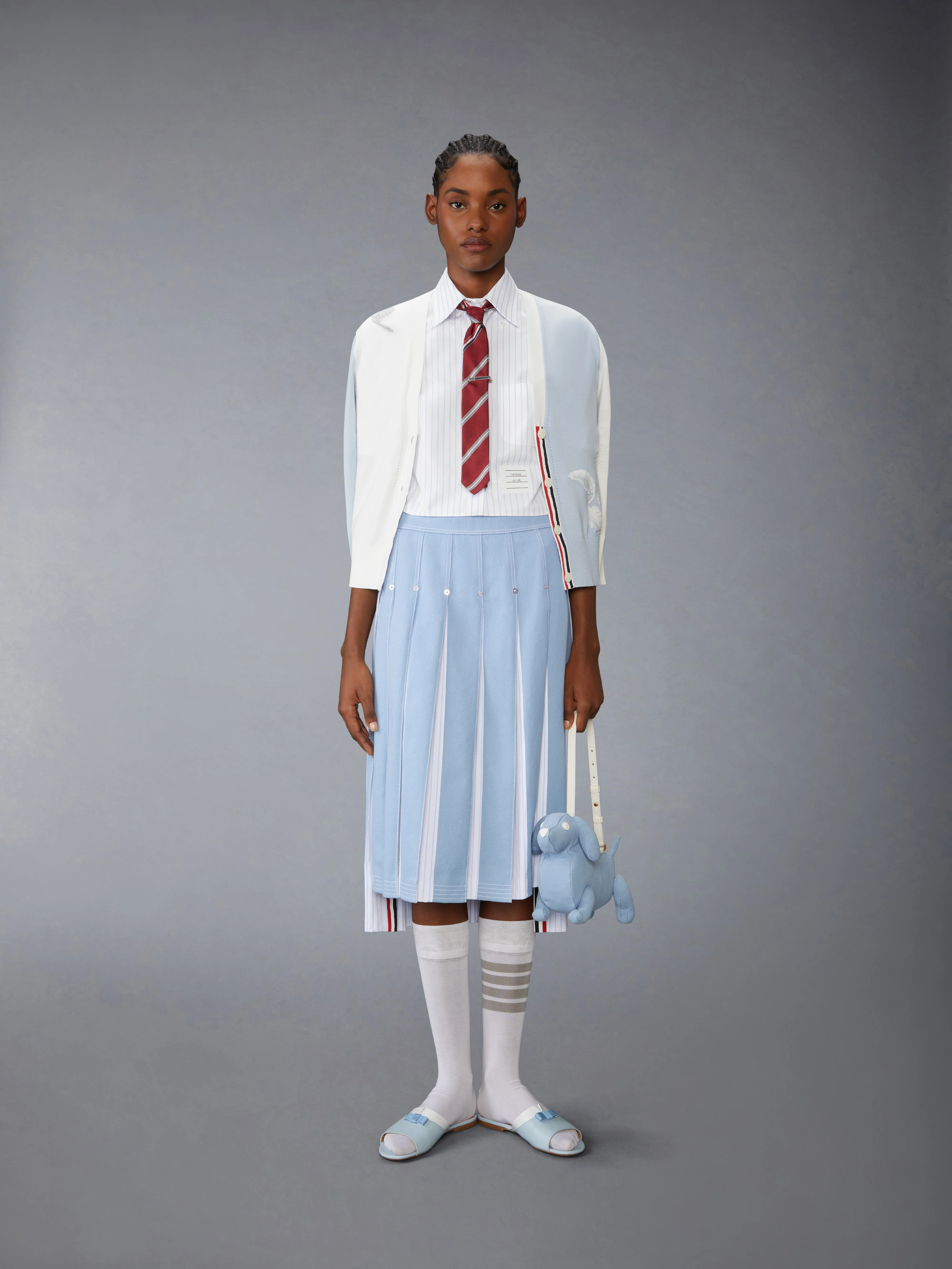 PINSTRIPE POPLIN CROPPED SHORT SLEEVE SHIRT - Image 3