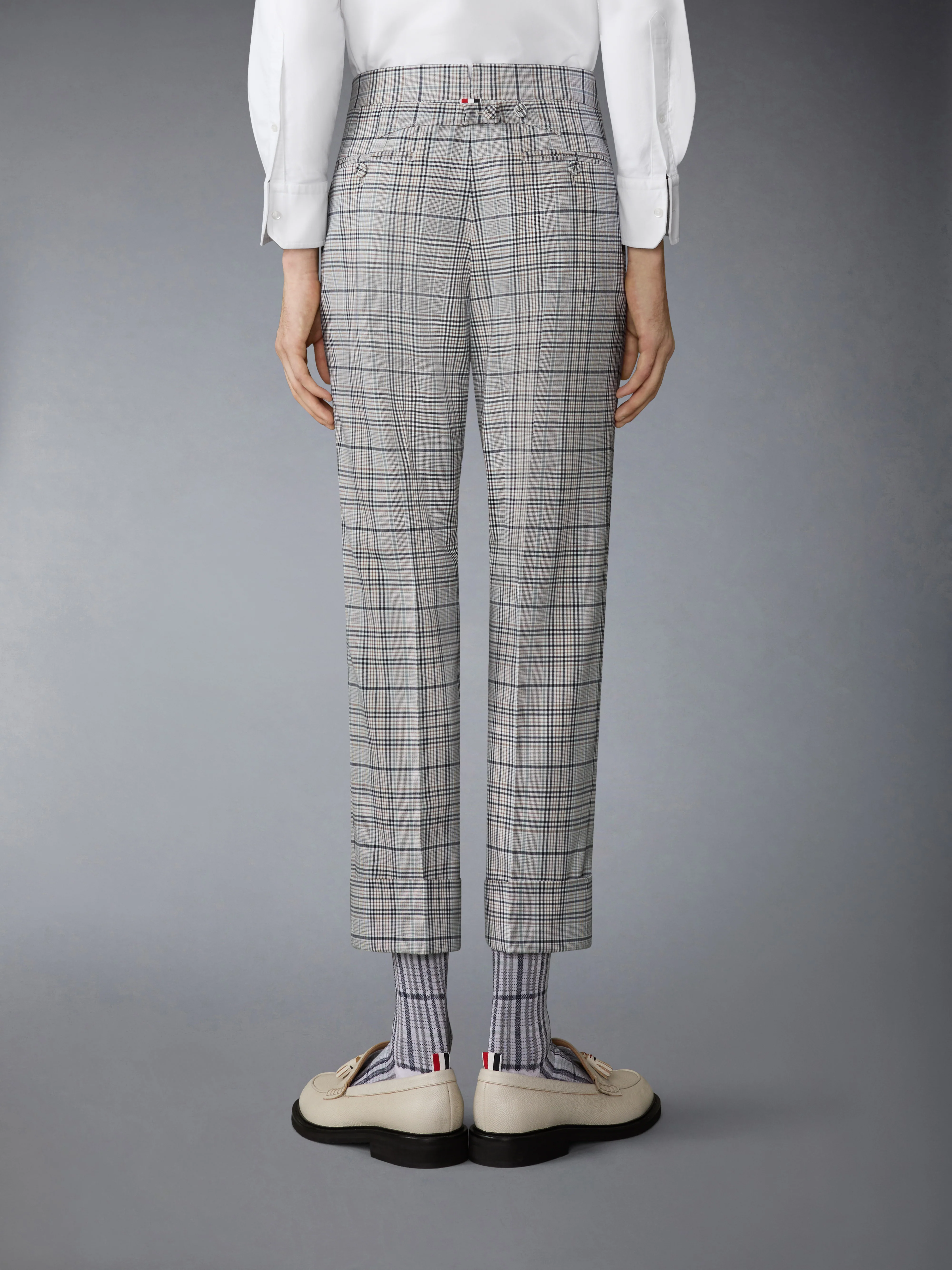 PLAID CHECK COOL WOOL BACKSTRAP TROUSER - Image 2