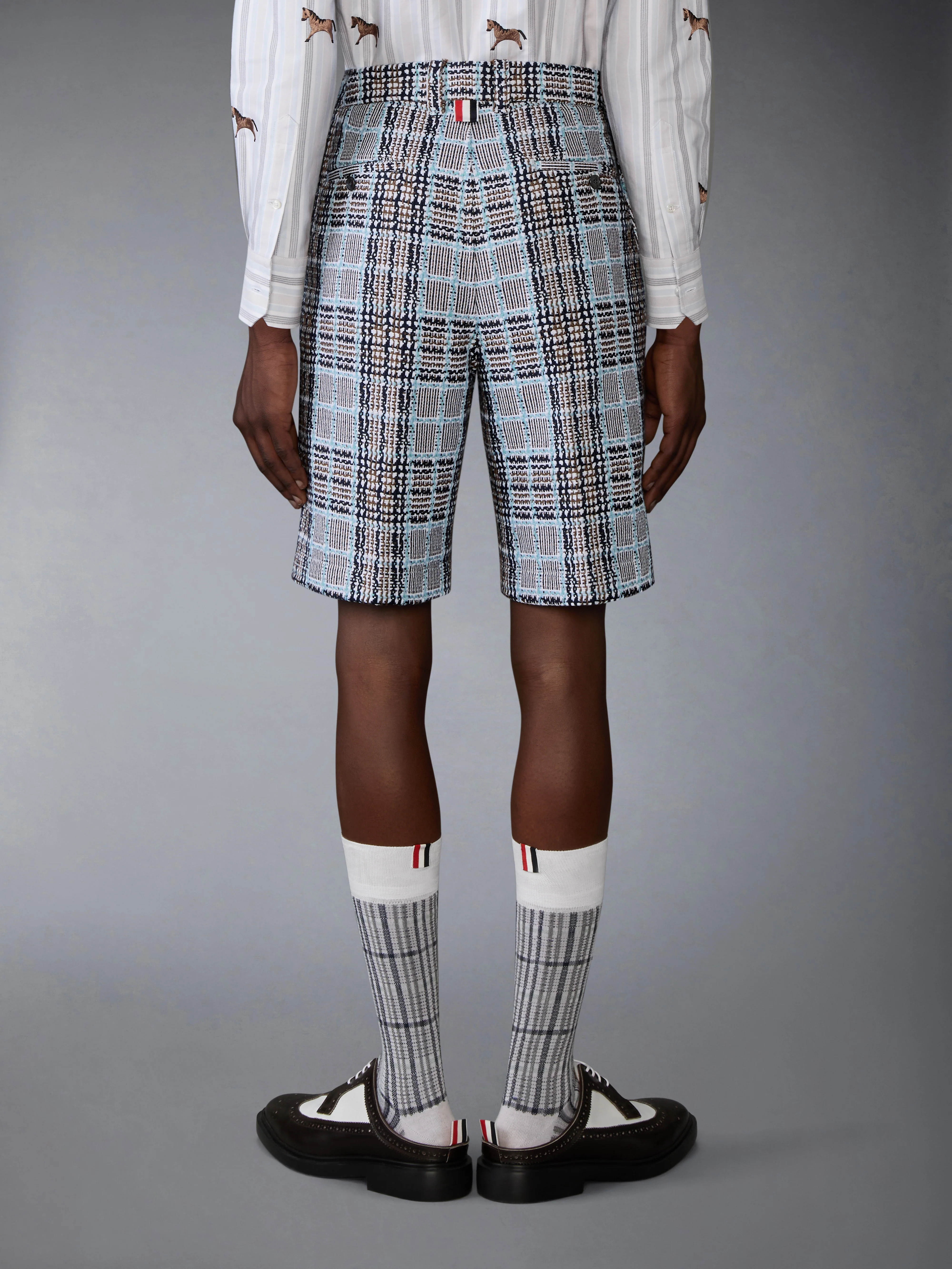 PLAID CHECK SUMMER TWEED UTILITY CHINO SHORTS - Image 2