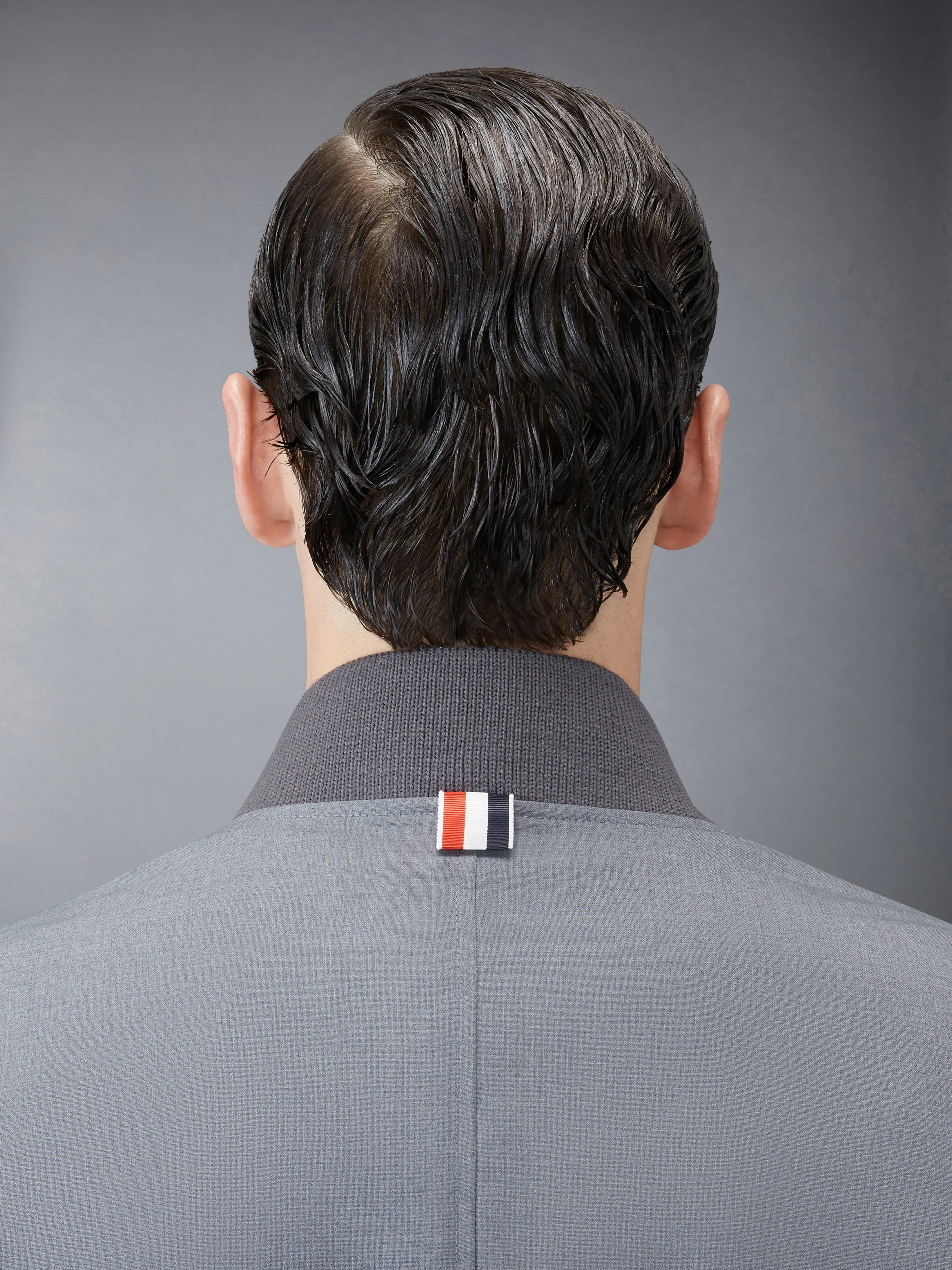 PLAIN WEAVE 4-BAR KNIT RIB BLOUSON JACKET - Image 4