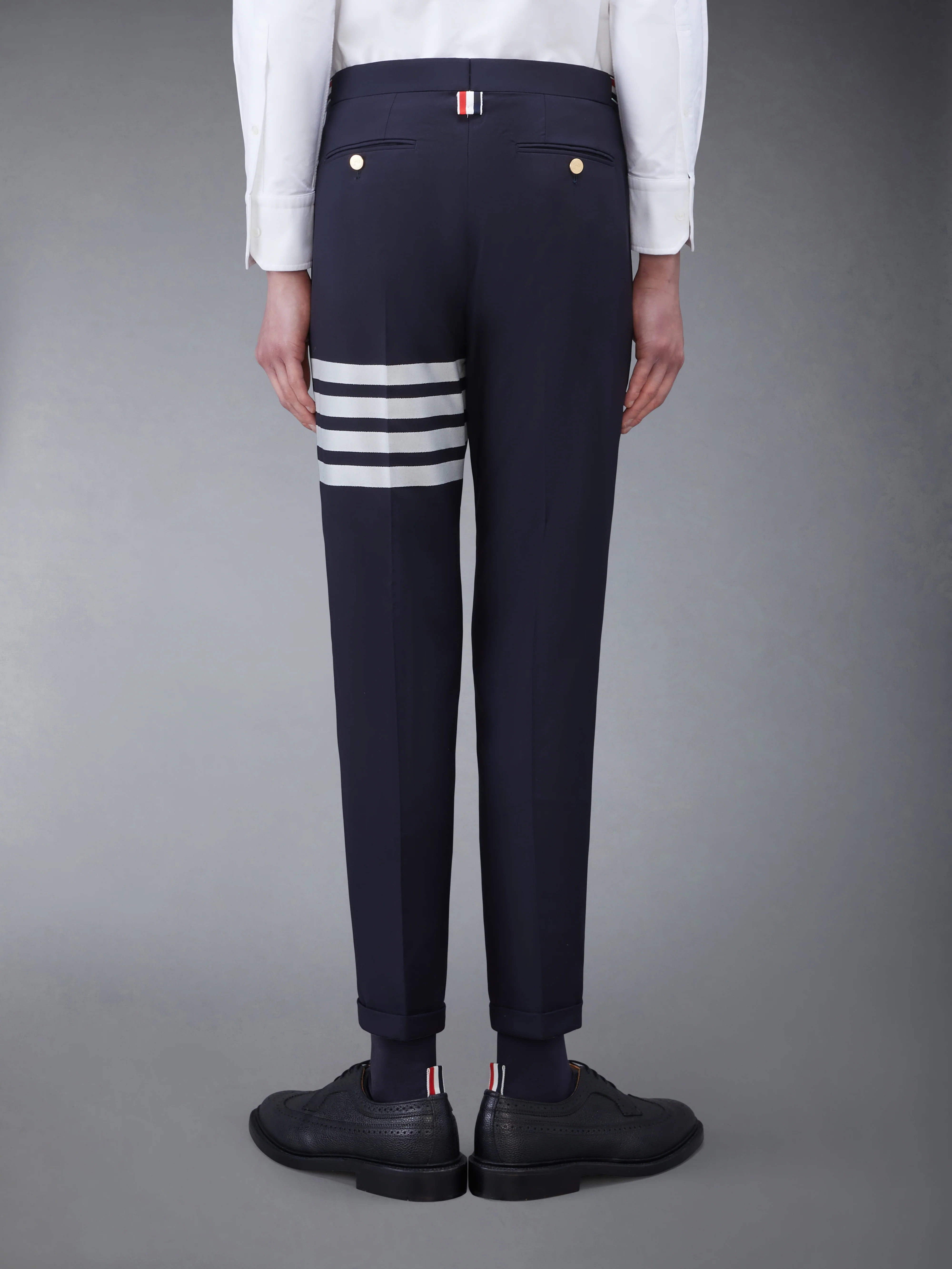 PLAIN WEAVE 4-BAR LOW RISE TROUSERS - Image 3