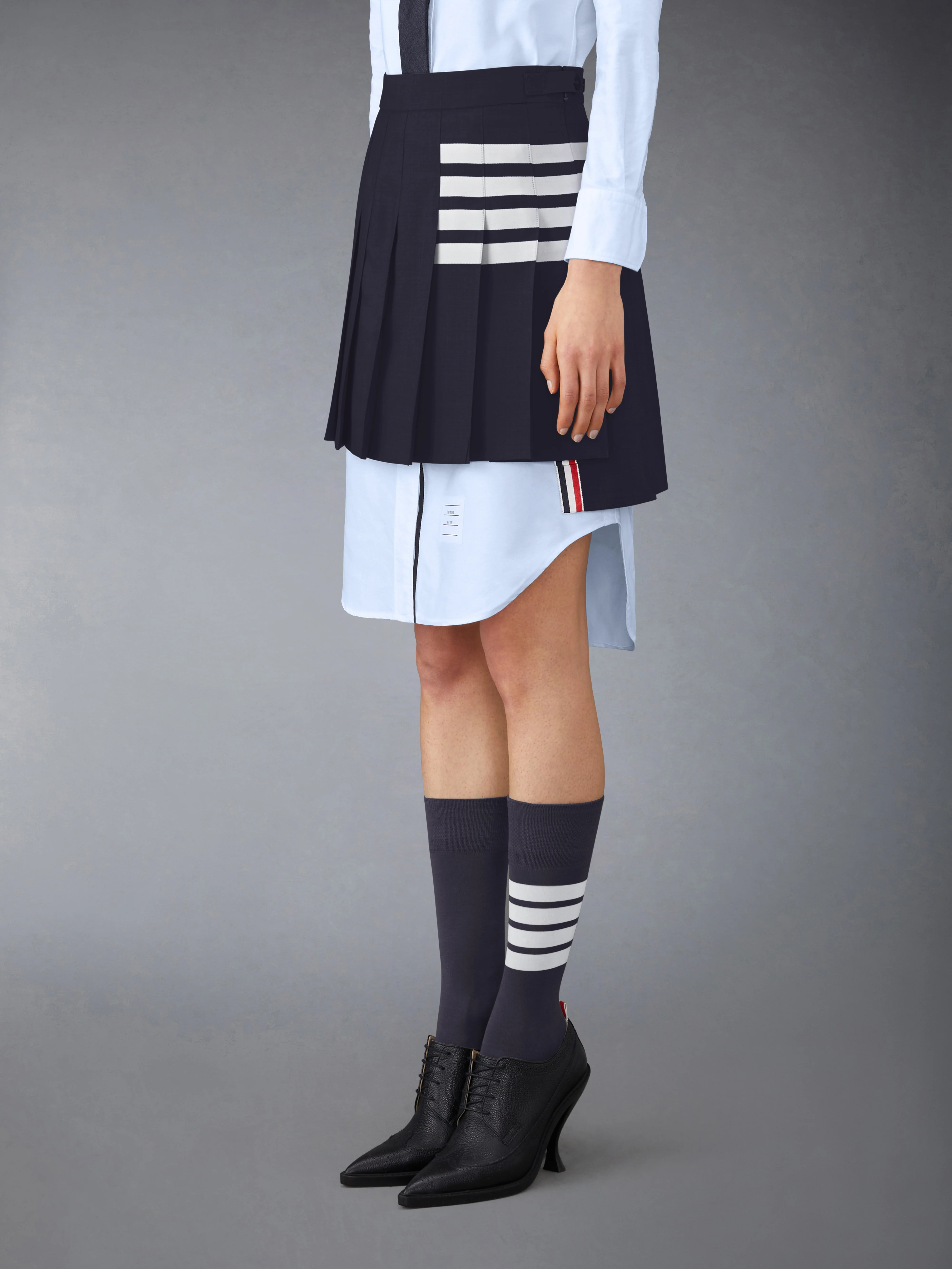 PLAIN WEAVE 4-BAR PLEATED MINI SKIRT - Image 2