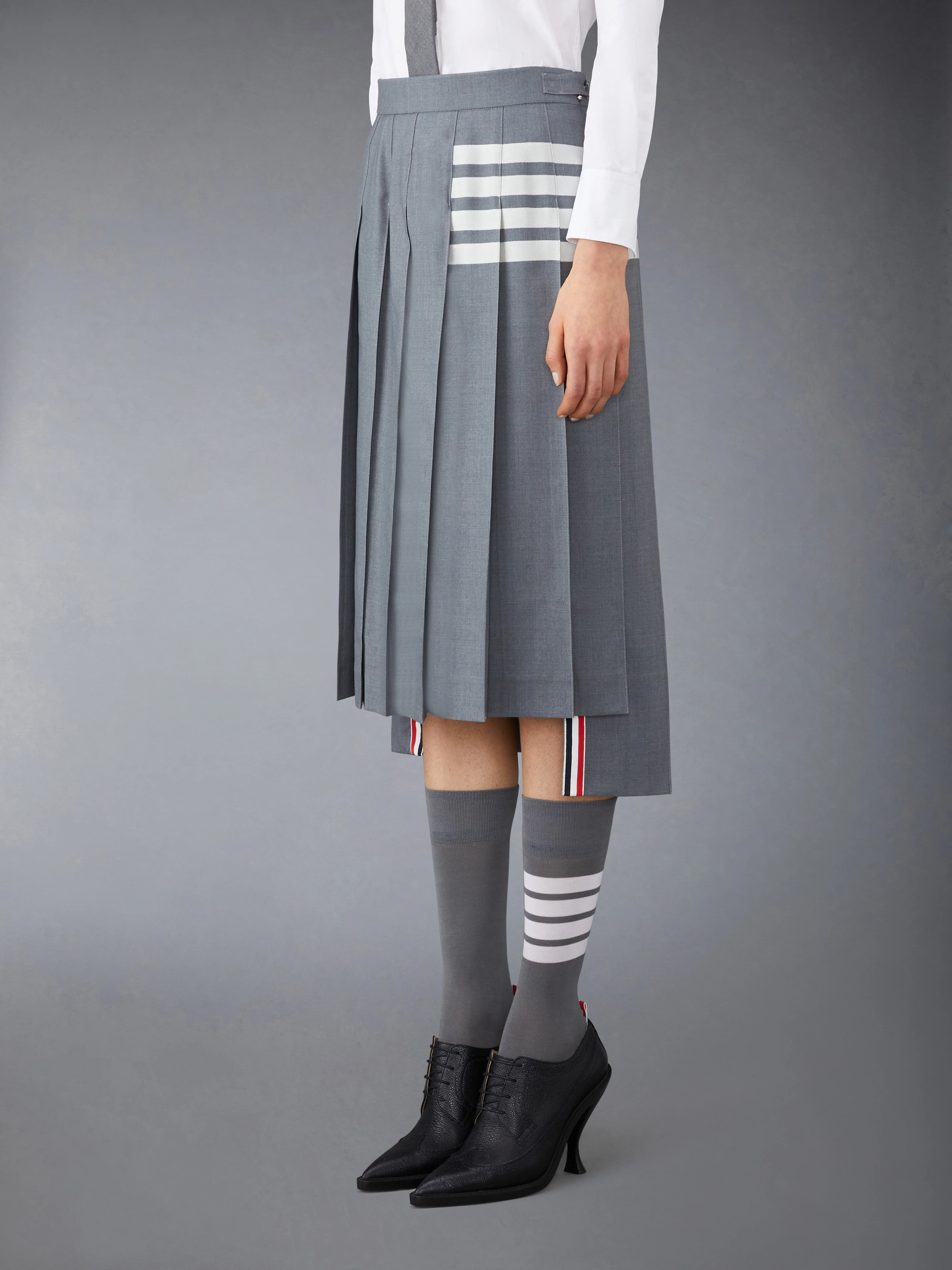 PLAIN WEAVE 4-BAR PLEATED SKIRT - Image 2