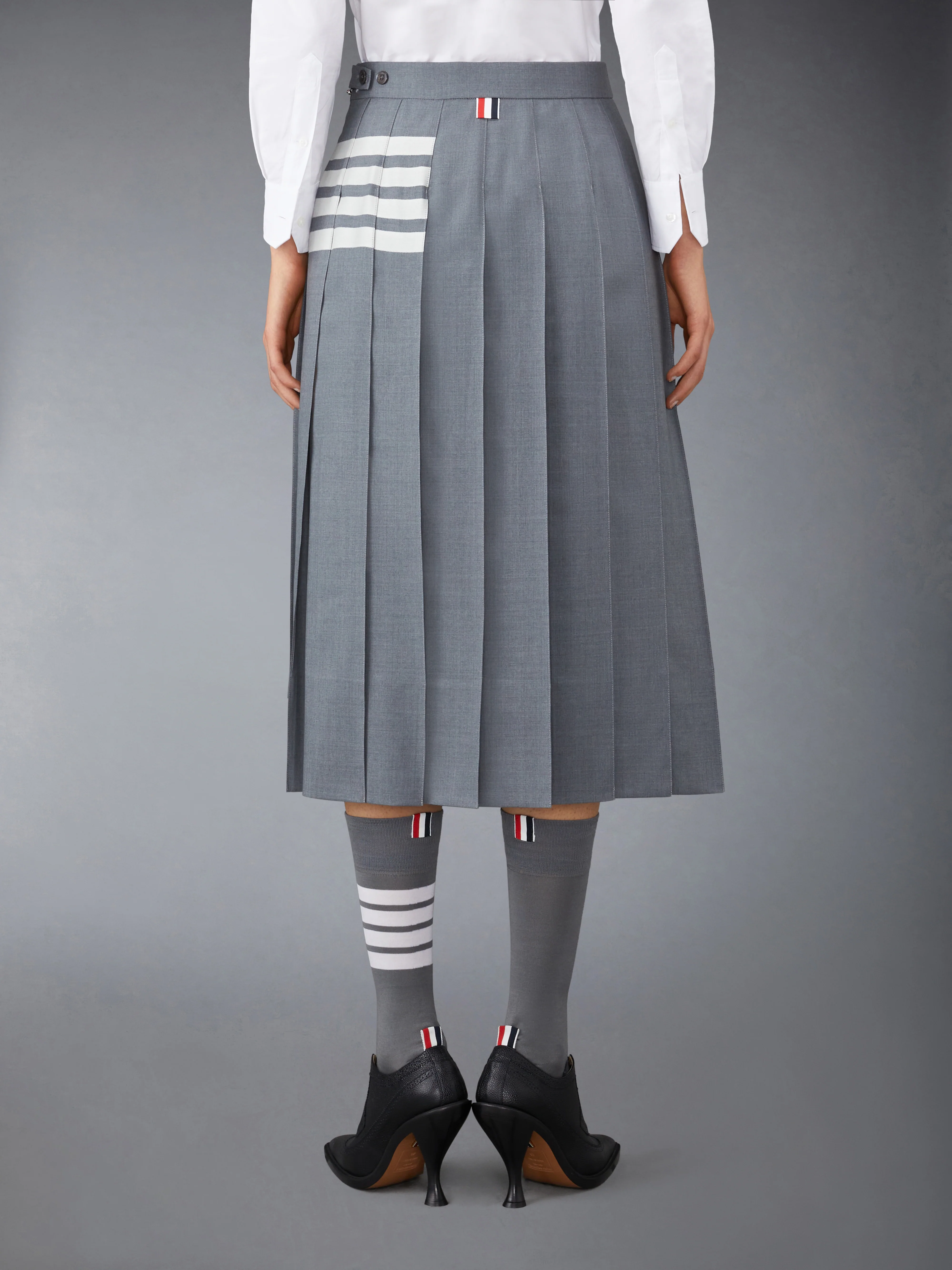 PLAIN WEAVE 4-BAR PLEATED SKIRT - Image 3