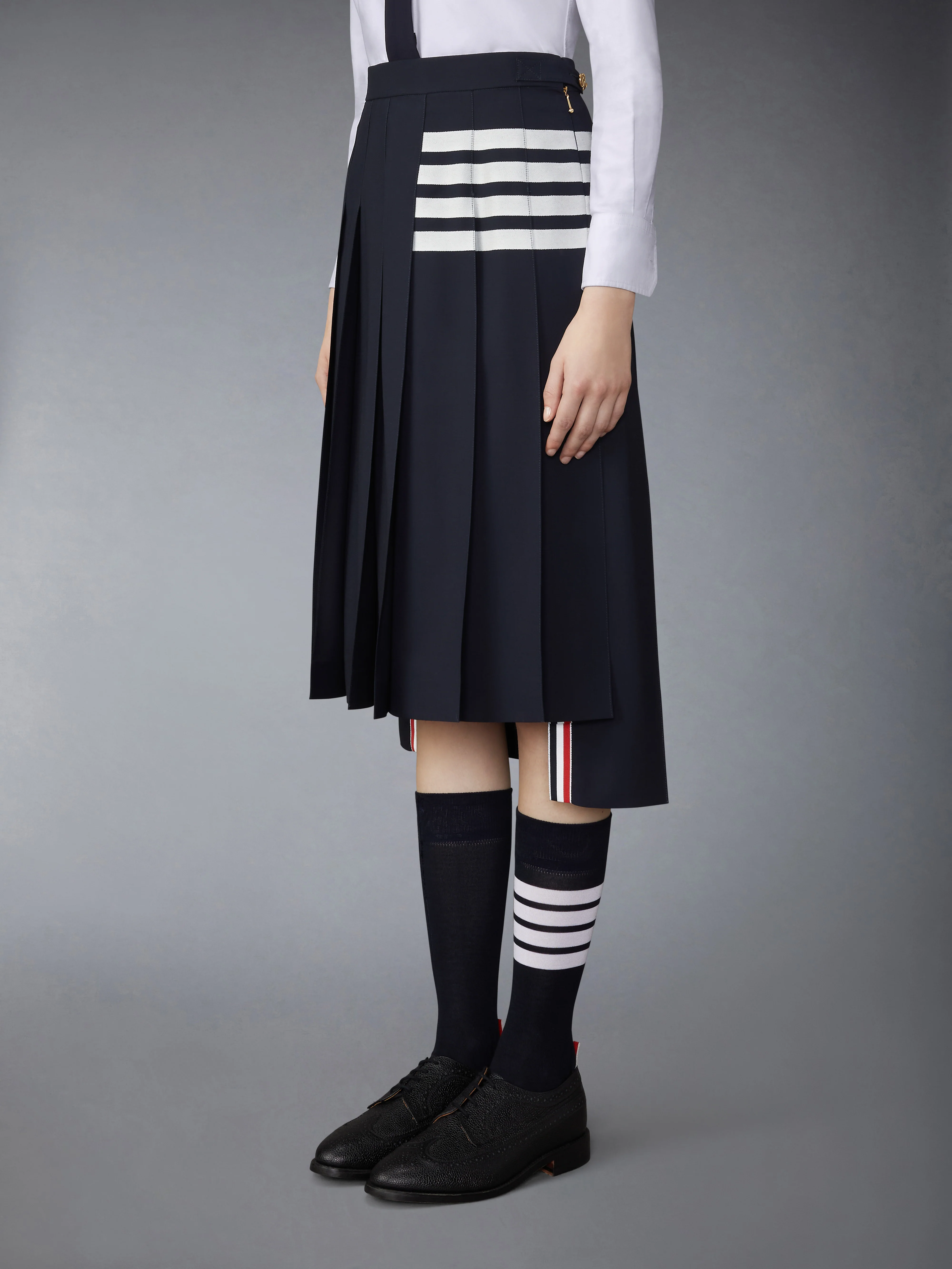 PLAIN WEAVE 4-BAR PLEATED SKIRT - Image 2
