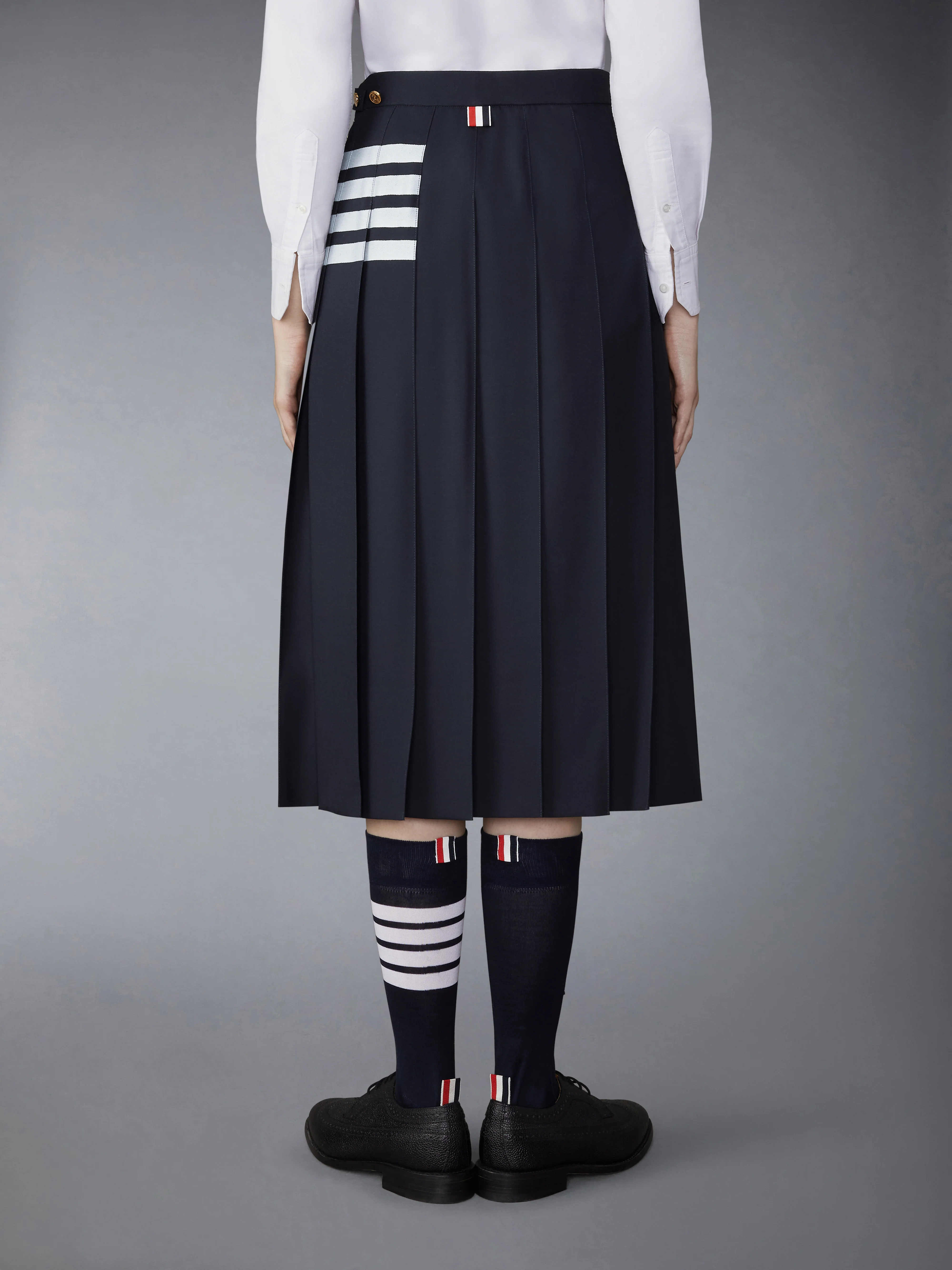 PLAIN WEAVE 4-BAR PLEATED SKIRT - Image 3