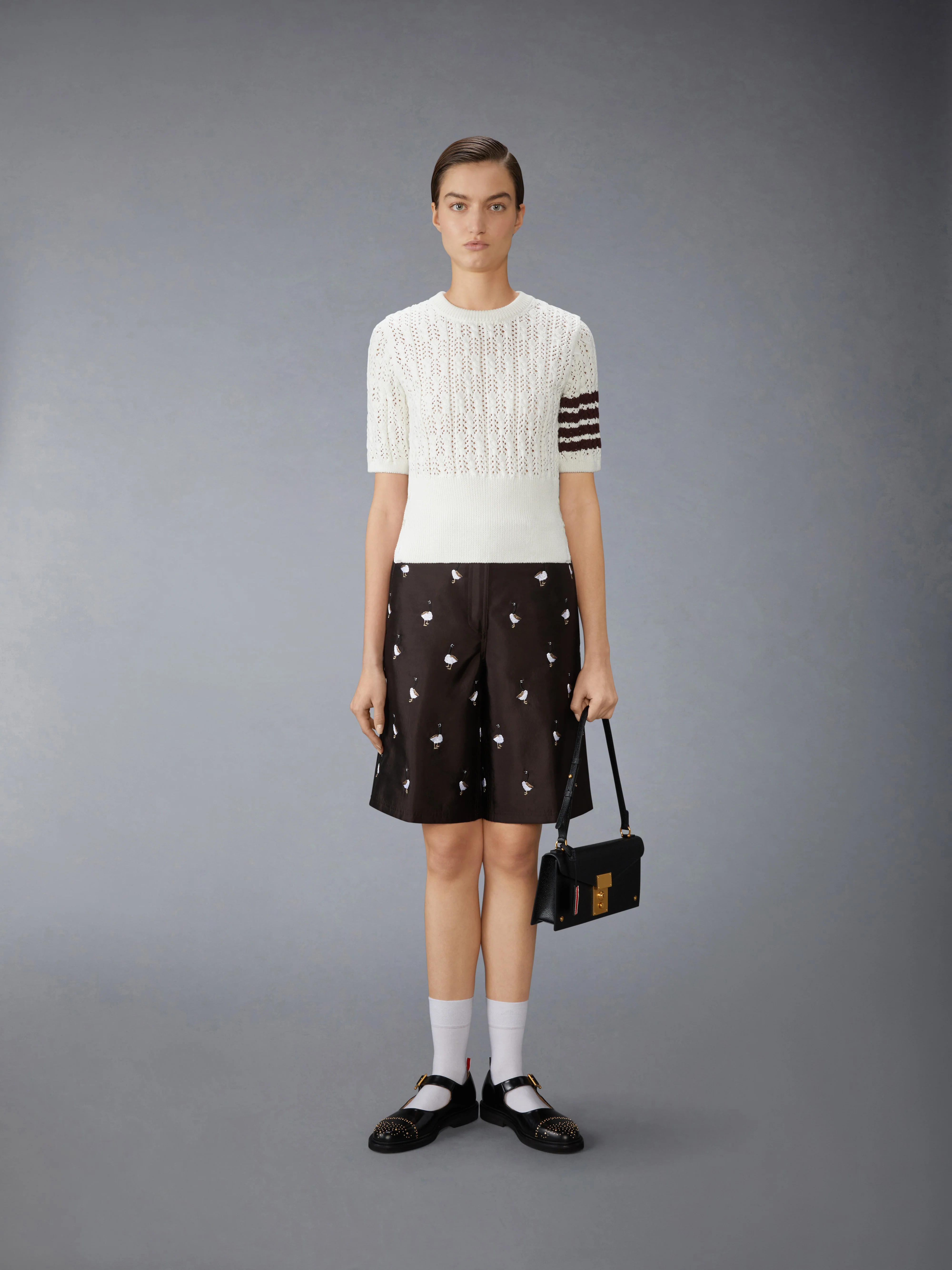 POINTELLE CABLE STITCH 4-BAR TEE - Image 3