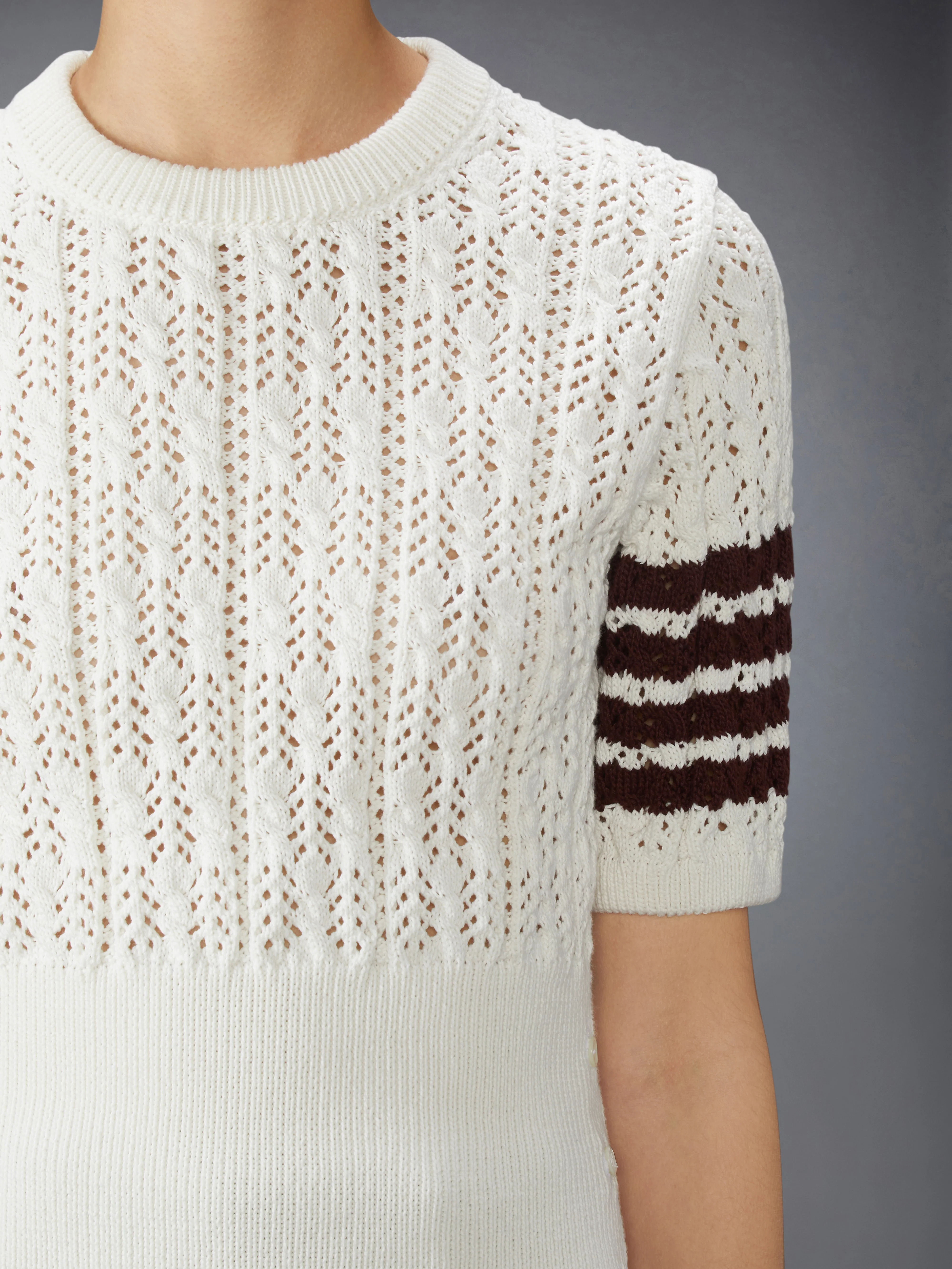 POINTELLE CABLE STITCH 4-BAR TEE - Image 5