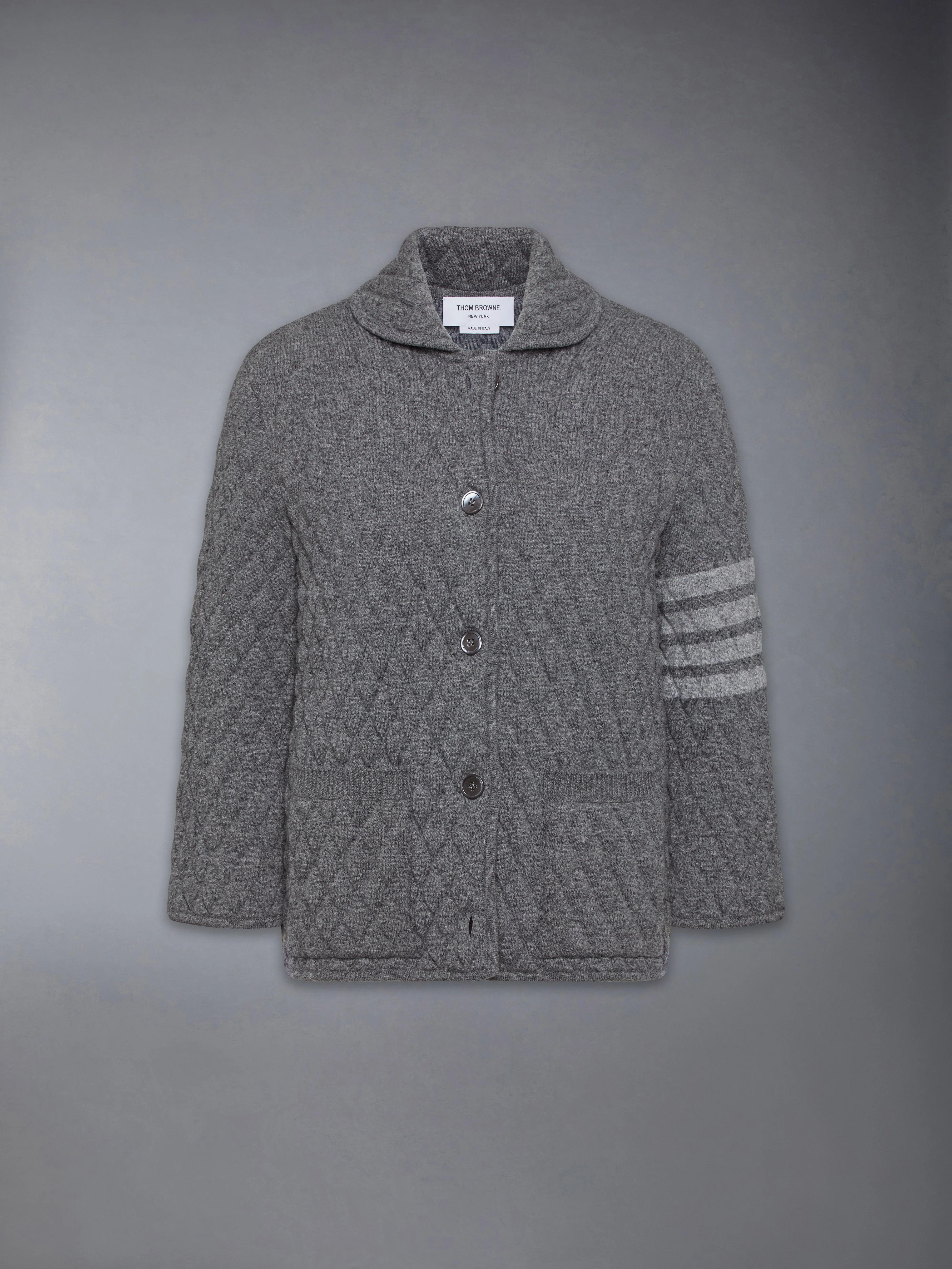 QUILTED KNIT JACQUARD MERINO WOOL 4-BAR WORK JACKET - Image 6