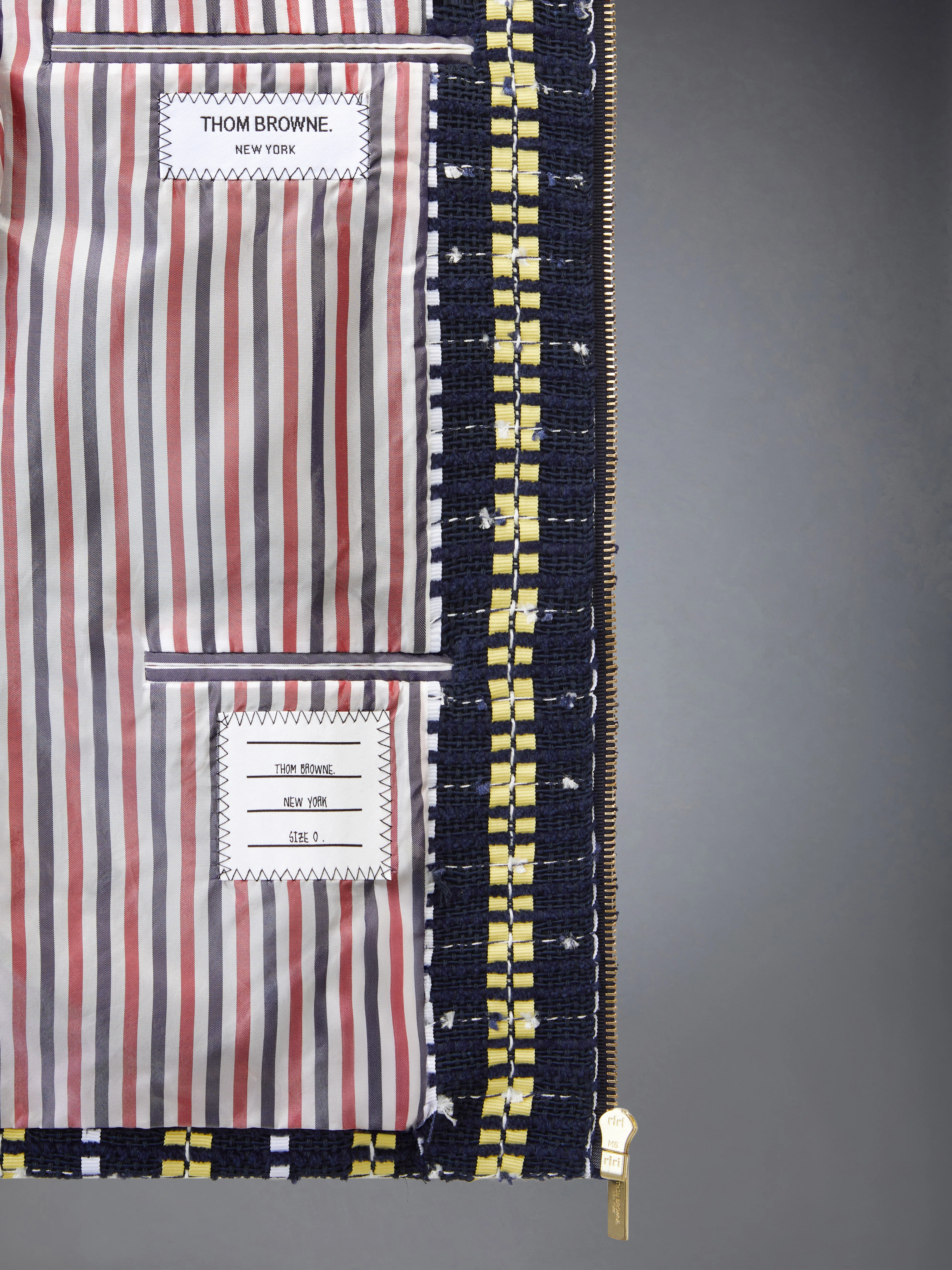REPP STRIPE GROSGRAIN TWEED GOLF JACKET - Image 3