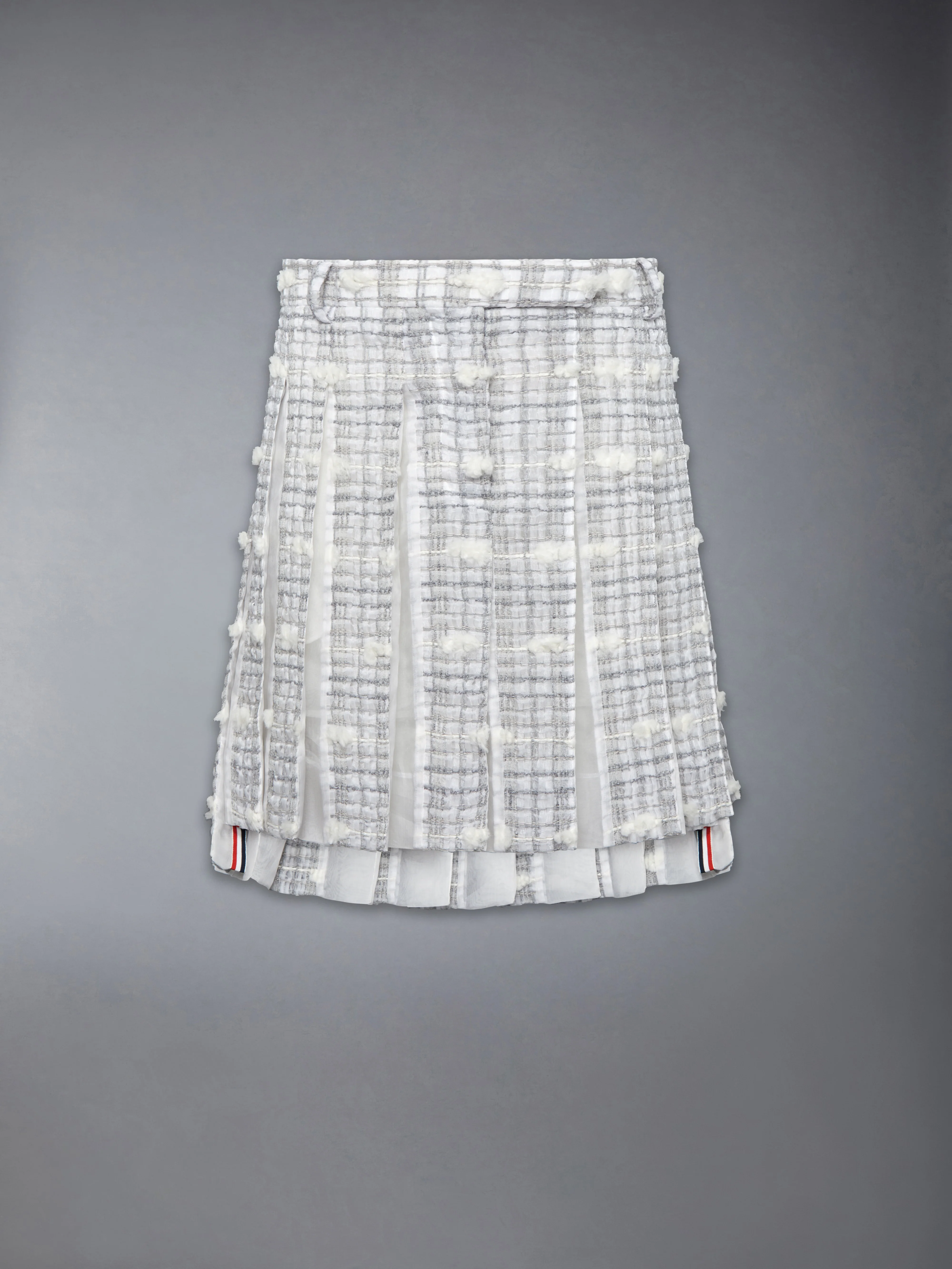 REPP STRIPE POUF TWEED LOW RISE PLEATED SKIRT - Image 6