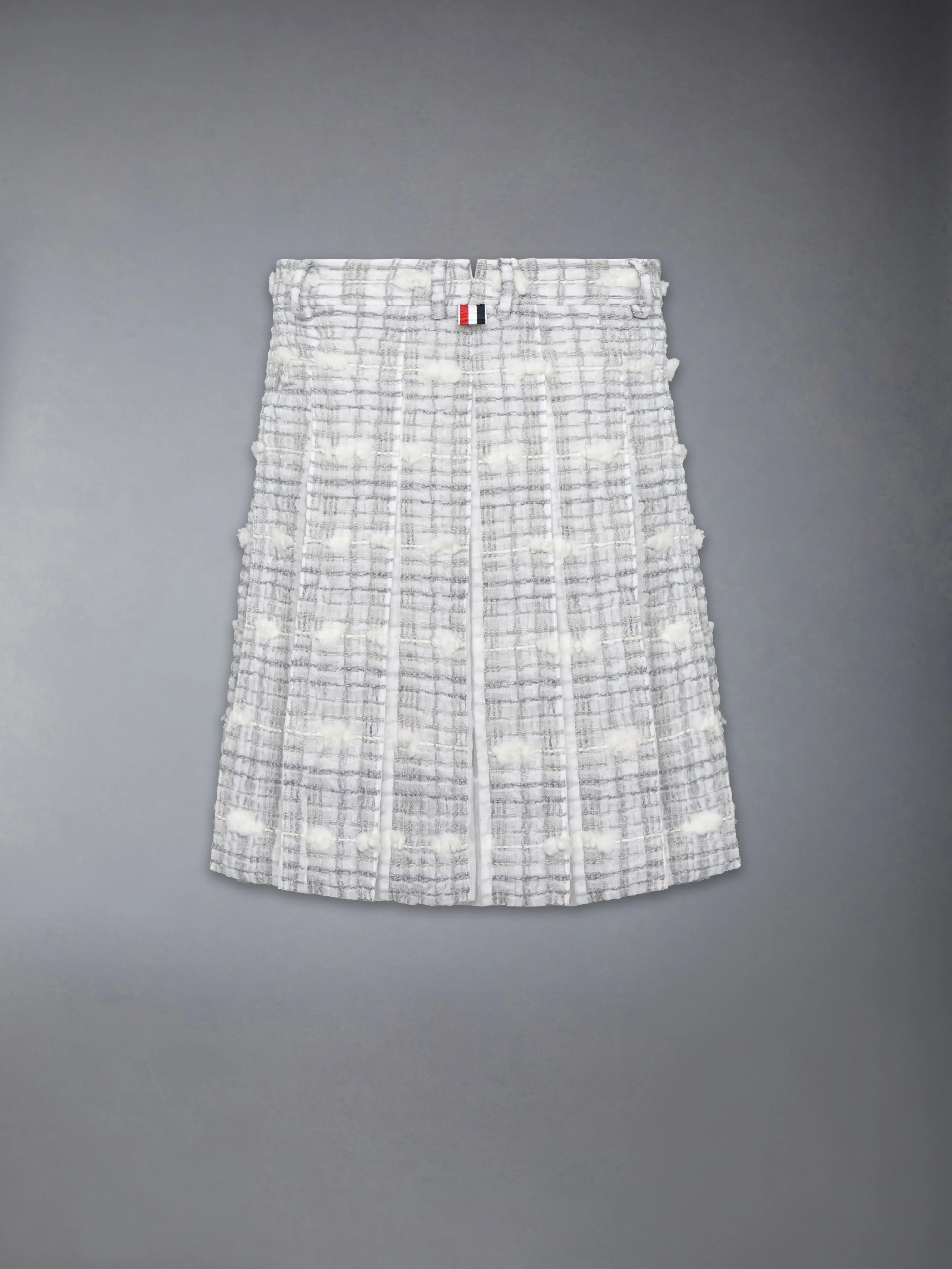 REPP STRIPE POUF TWEED LOW RISE PLEATED SKIRT - Image 7