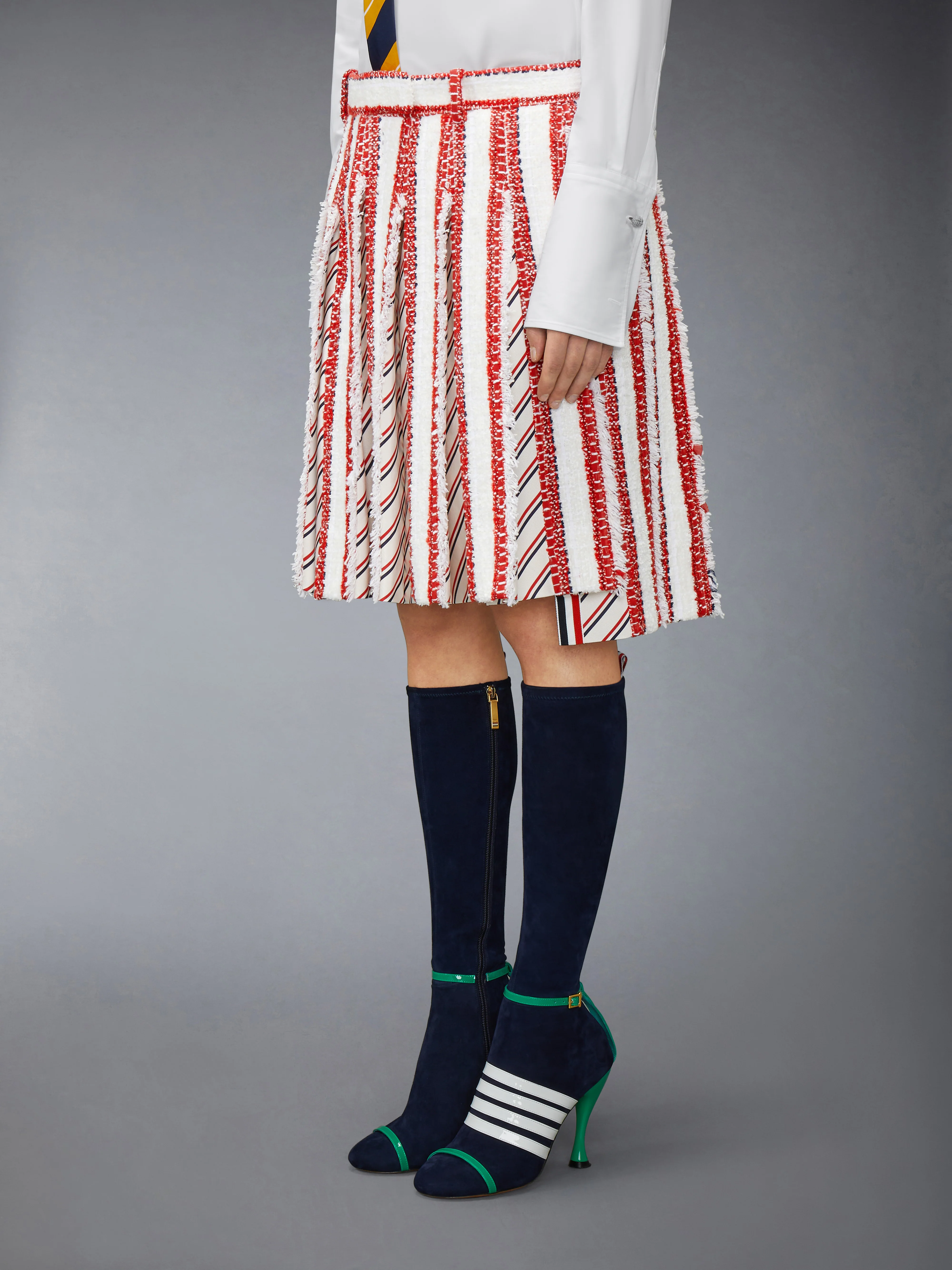 RIBBON TWEED LOW RISE PLEATED SKIRT - Image 2