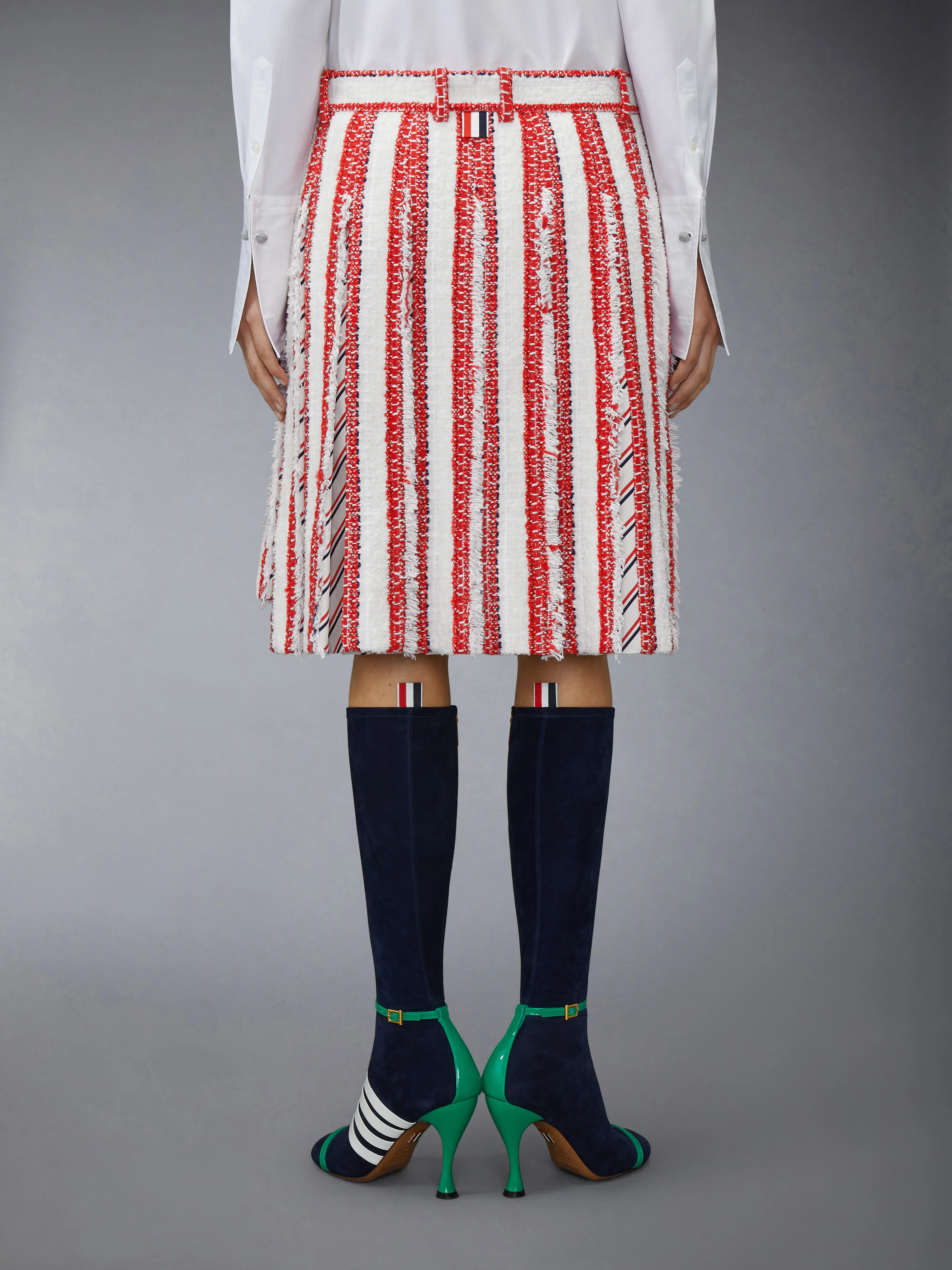 RIBBON TWEED LOW RISE PLEATED SKIRT - Image 3
