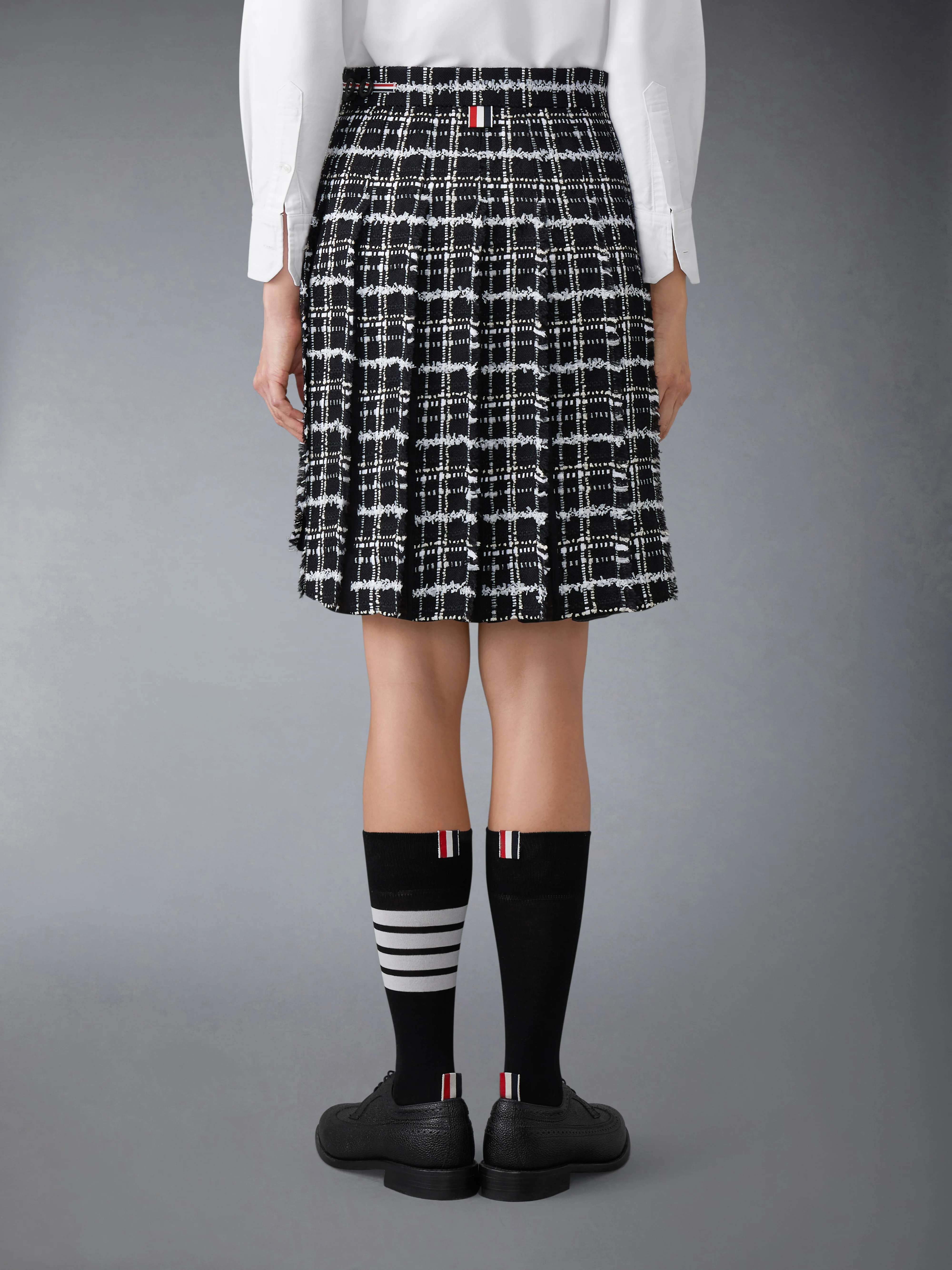 RIBBON TWEED PLEATED SKIRT WITH FRAY EDGE - Image 4