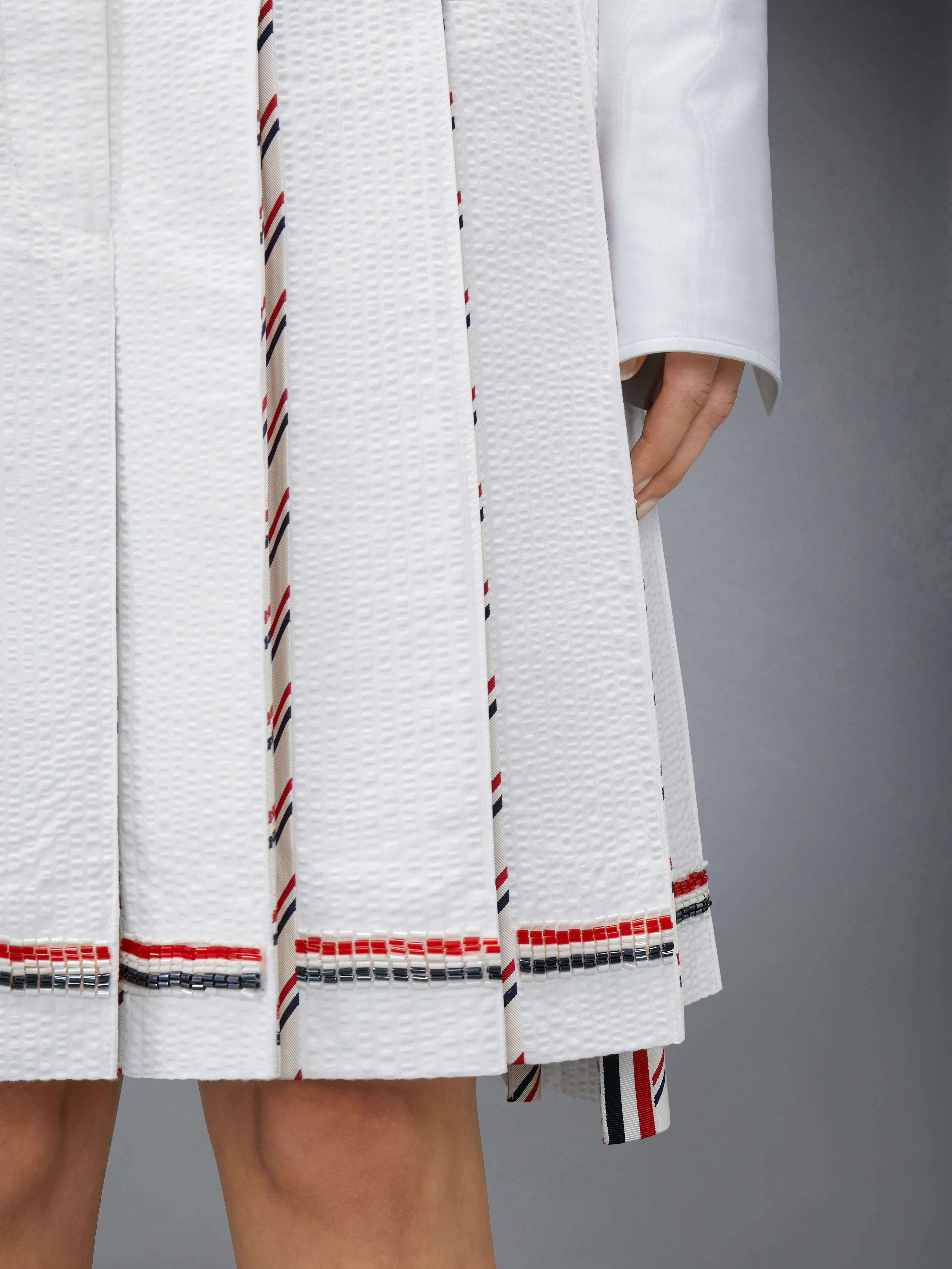 RWB BUGLE BEAD TIPPING LOW RISE PLEATED SKIRT - Image 4