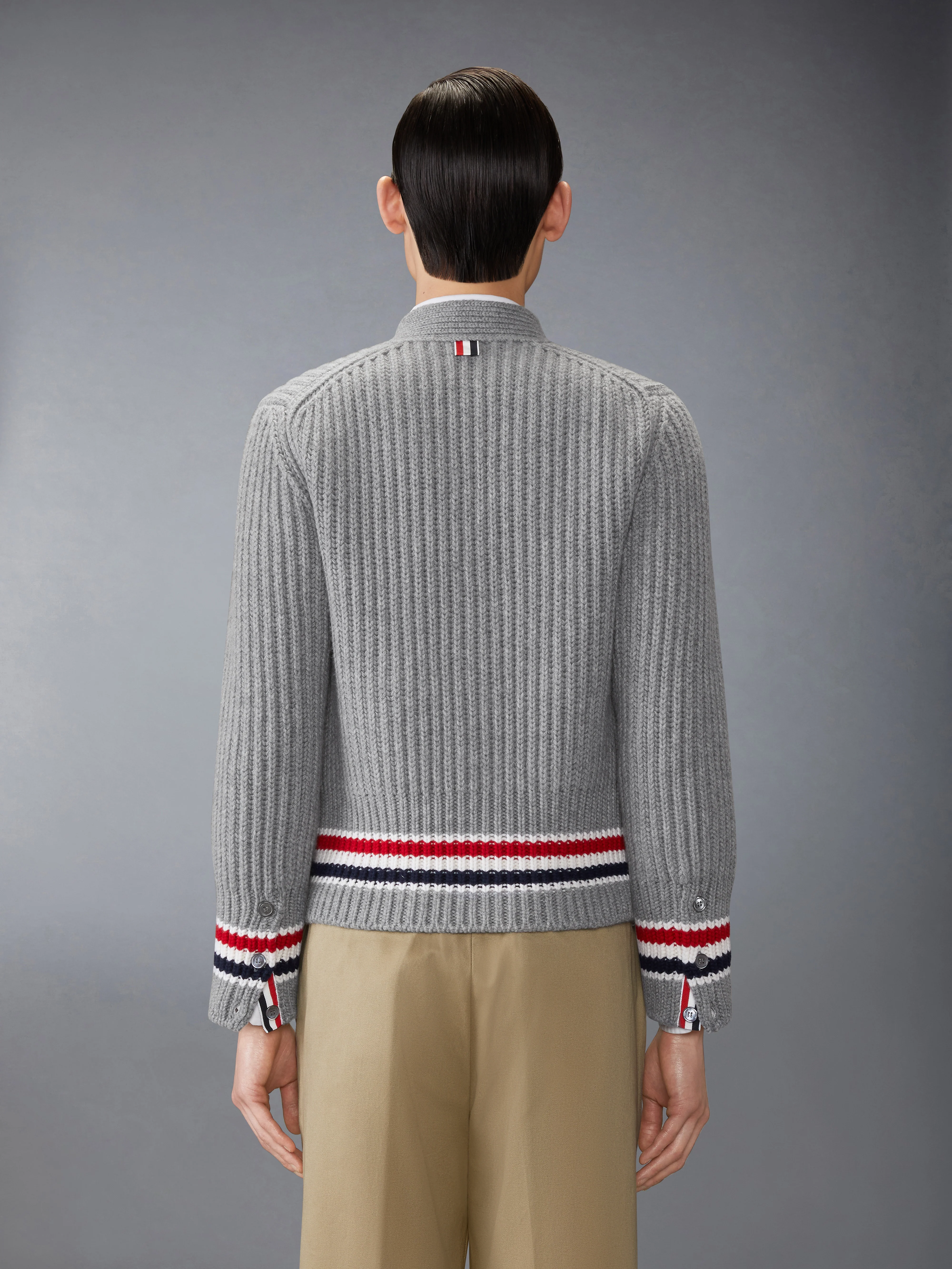 RWB STRIPE CASHMERE V NECK CARDIGAN - Image 2