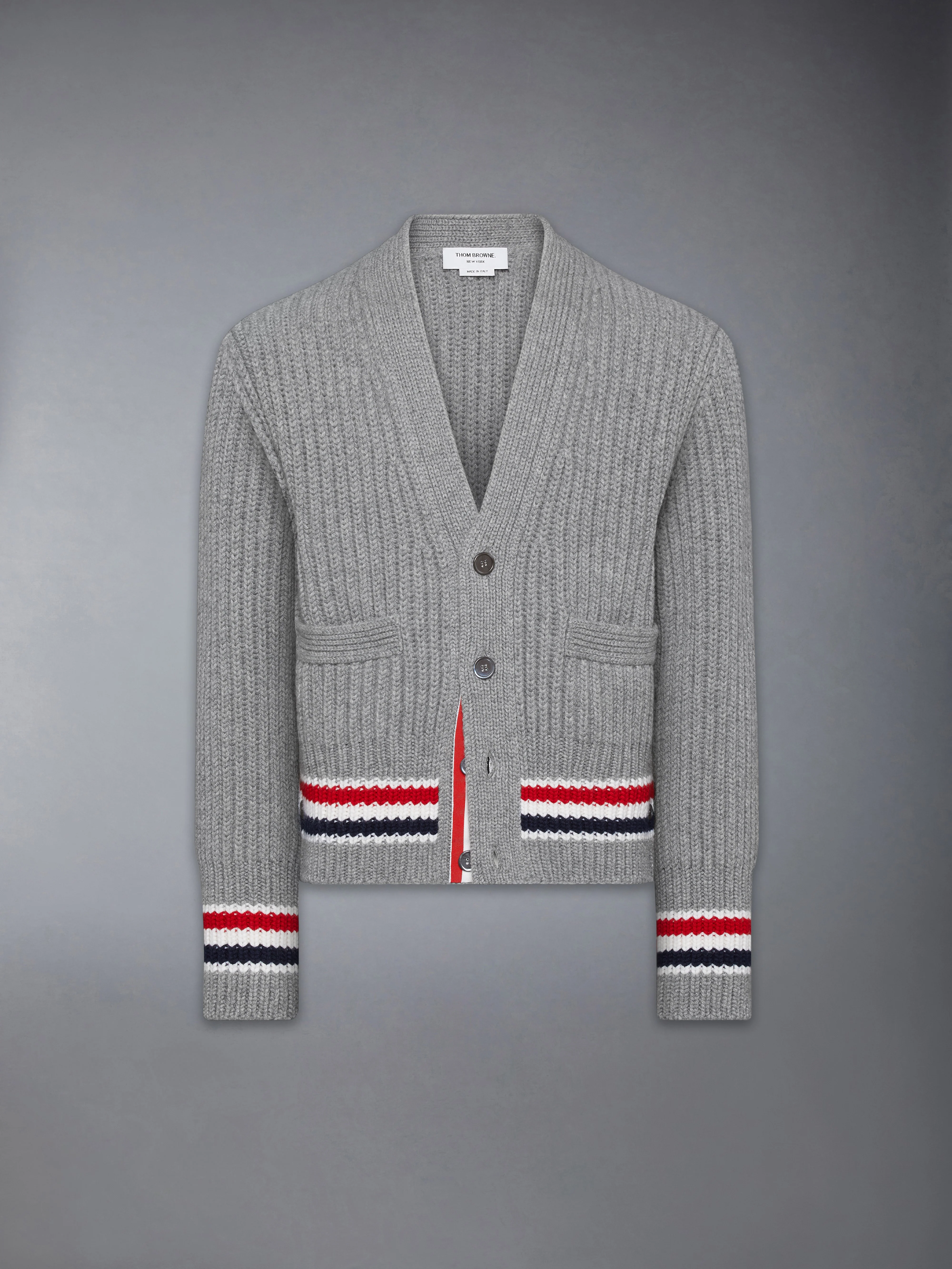 RWB STRIPE CASHMERE V NECK CARDIGAN - Image 6