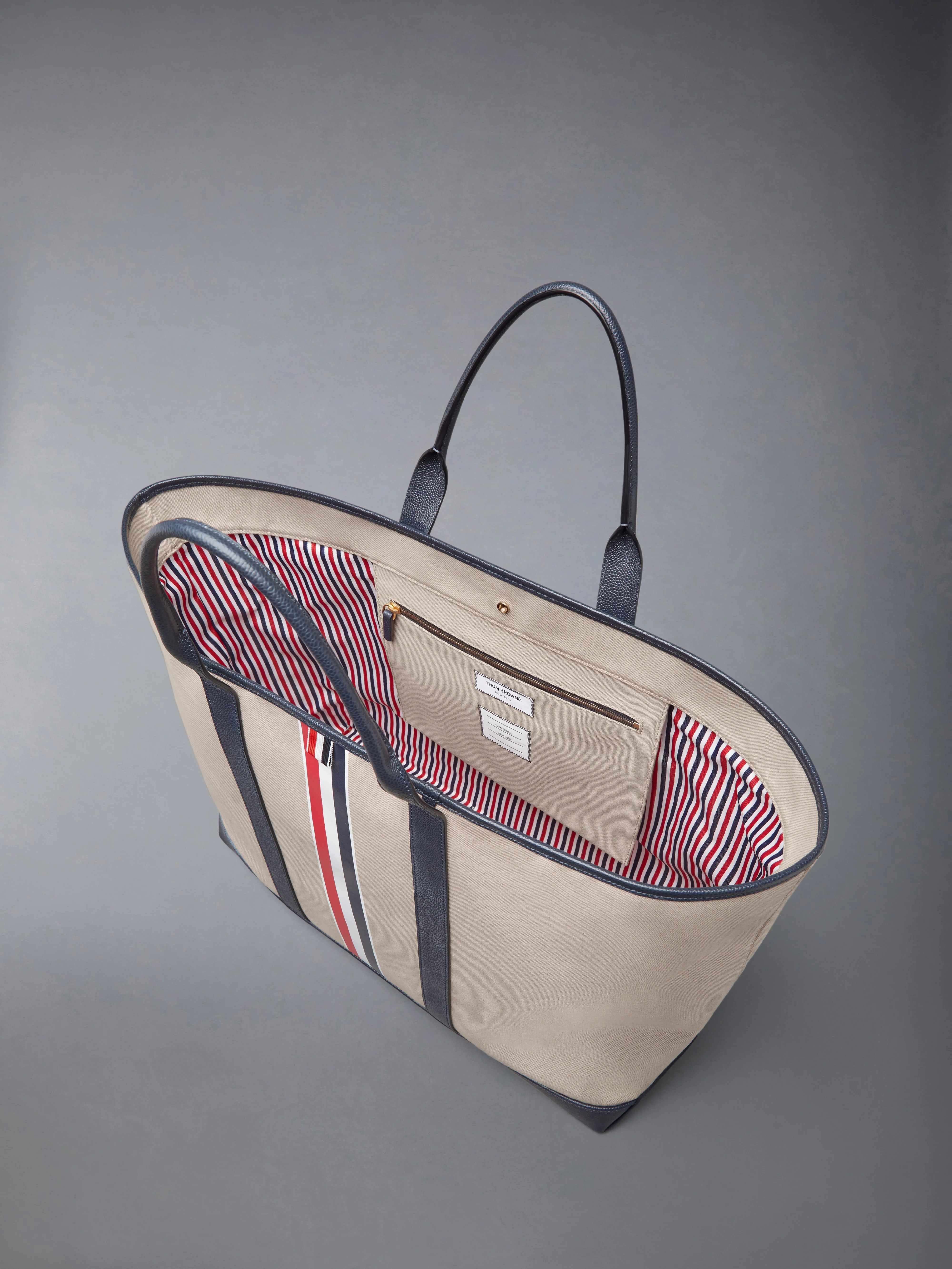 RWB STRIPE OVERSIZED TOOL TOTE IN SALT AND PEPPER COTTON CANVAS - Image 5