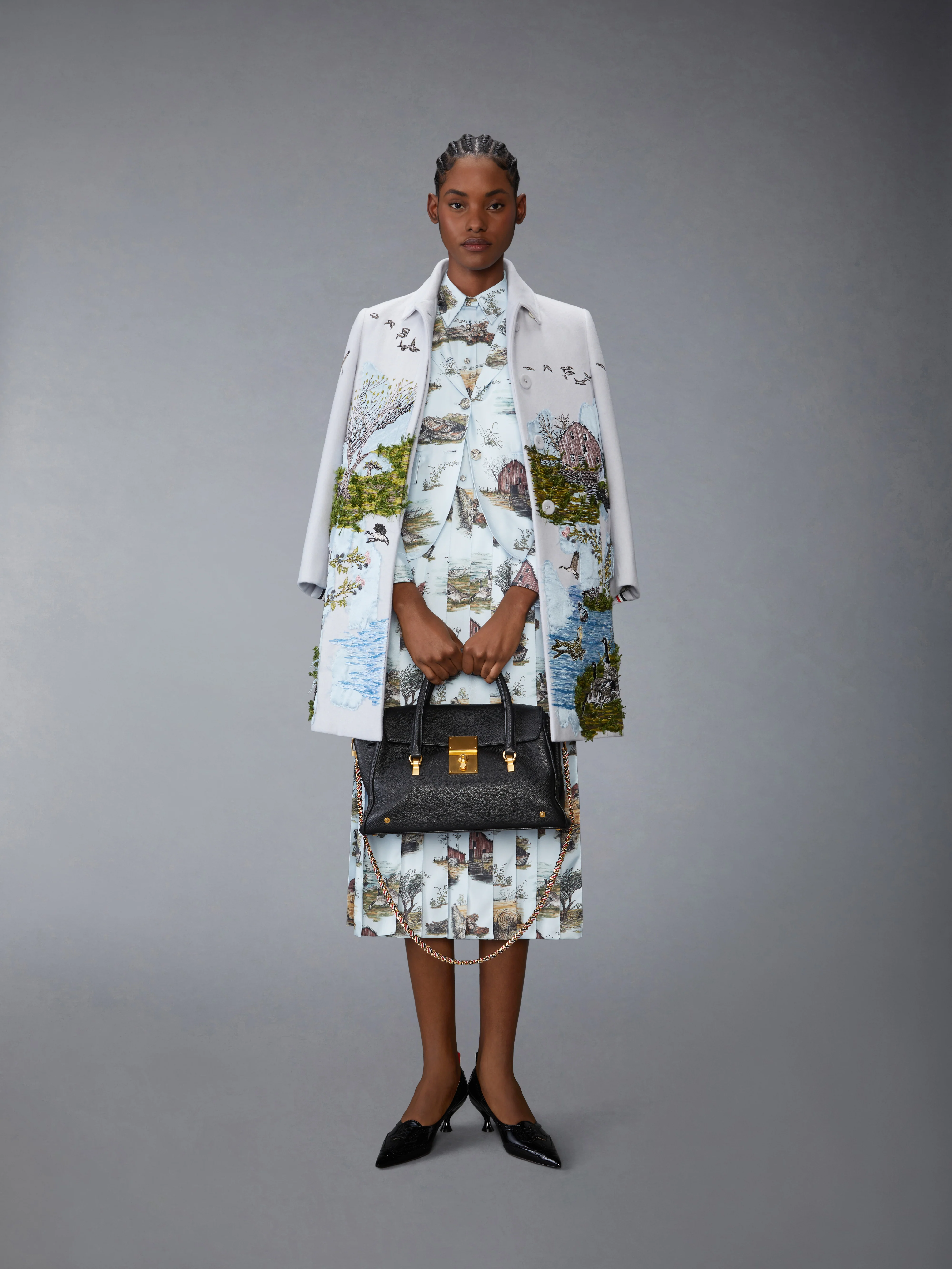 SCENIC TOILE APPLIQUE BAL COLLAR OVERCOAT - Image 4