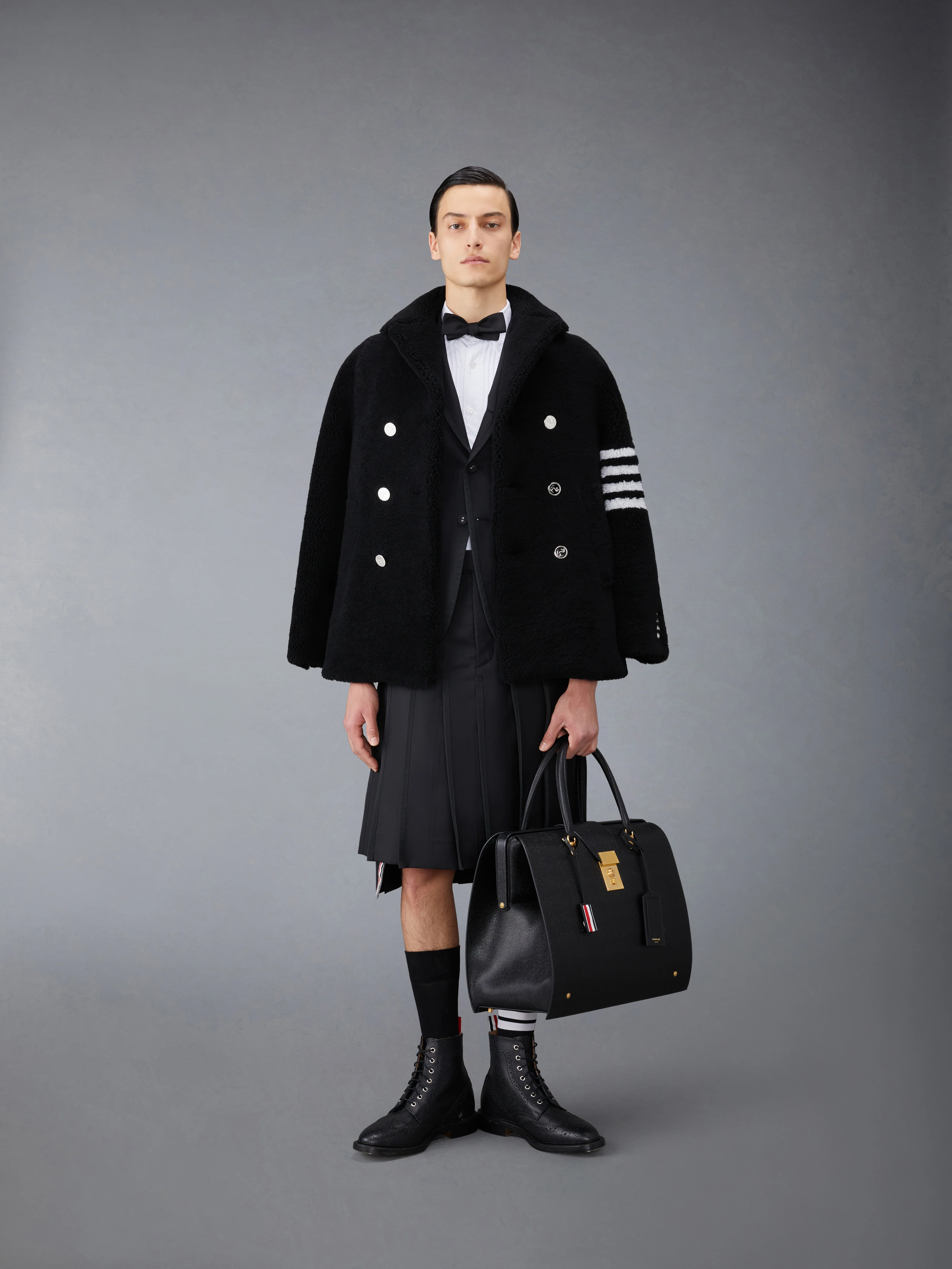 SHEARLING 4-BAR UNCONSTRUCTED PEACOAT - Image 3