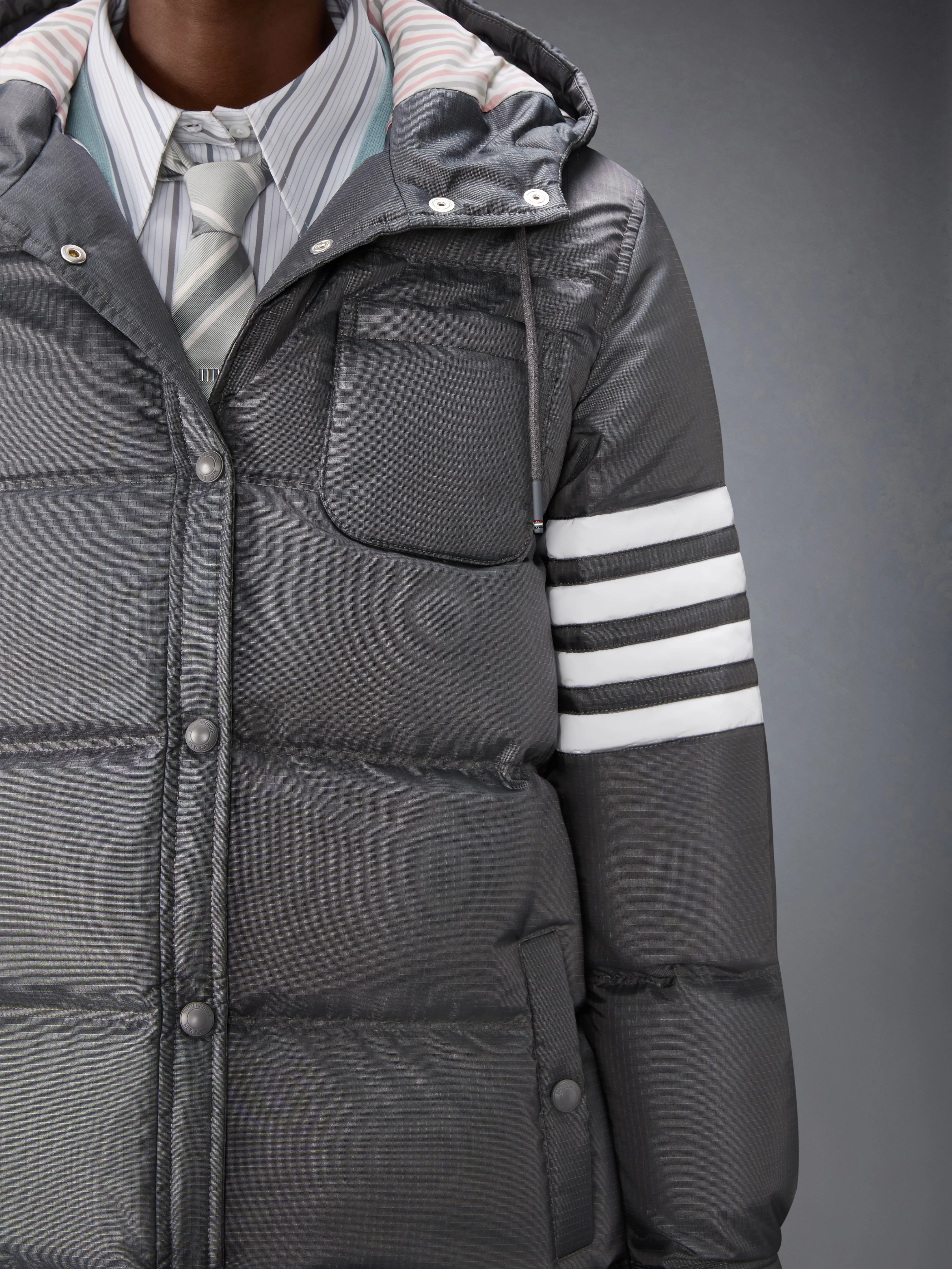 SHINY RIPSTOP LIGHTWEIGHT DOWN FILLED 4-BAR PARKA - Image 7