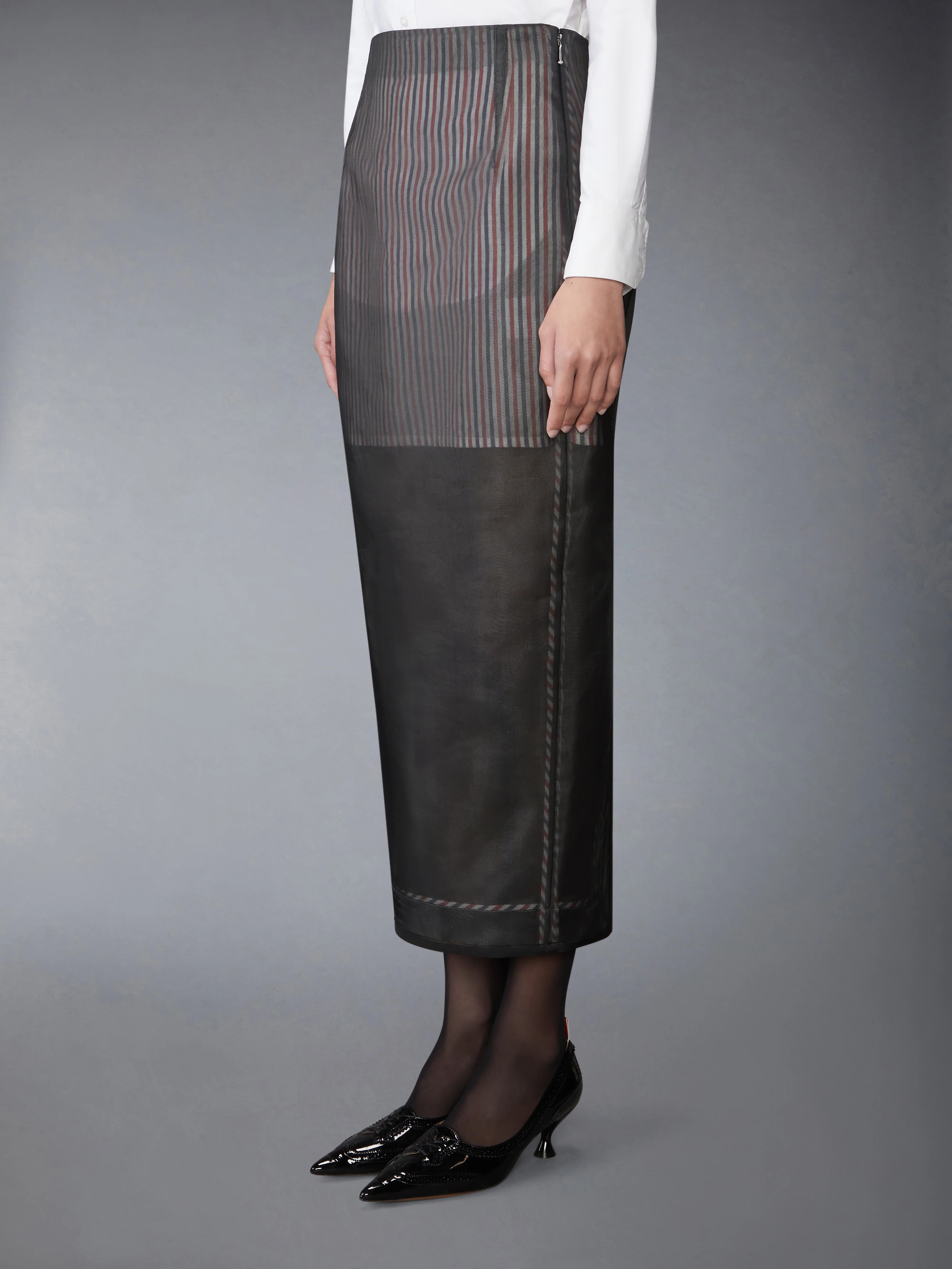 SILK ORGANZA HIGH WAISTED PENCIL SKIRT - Image 2
