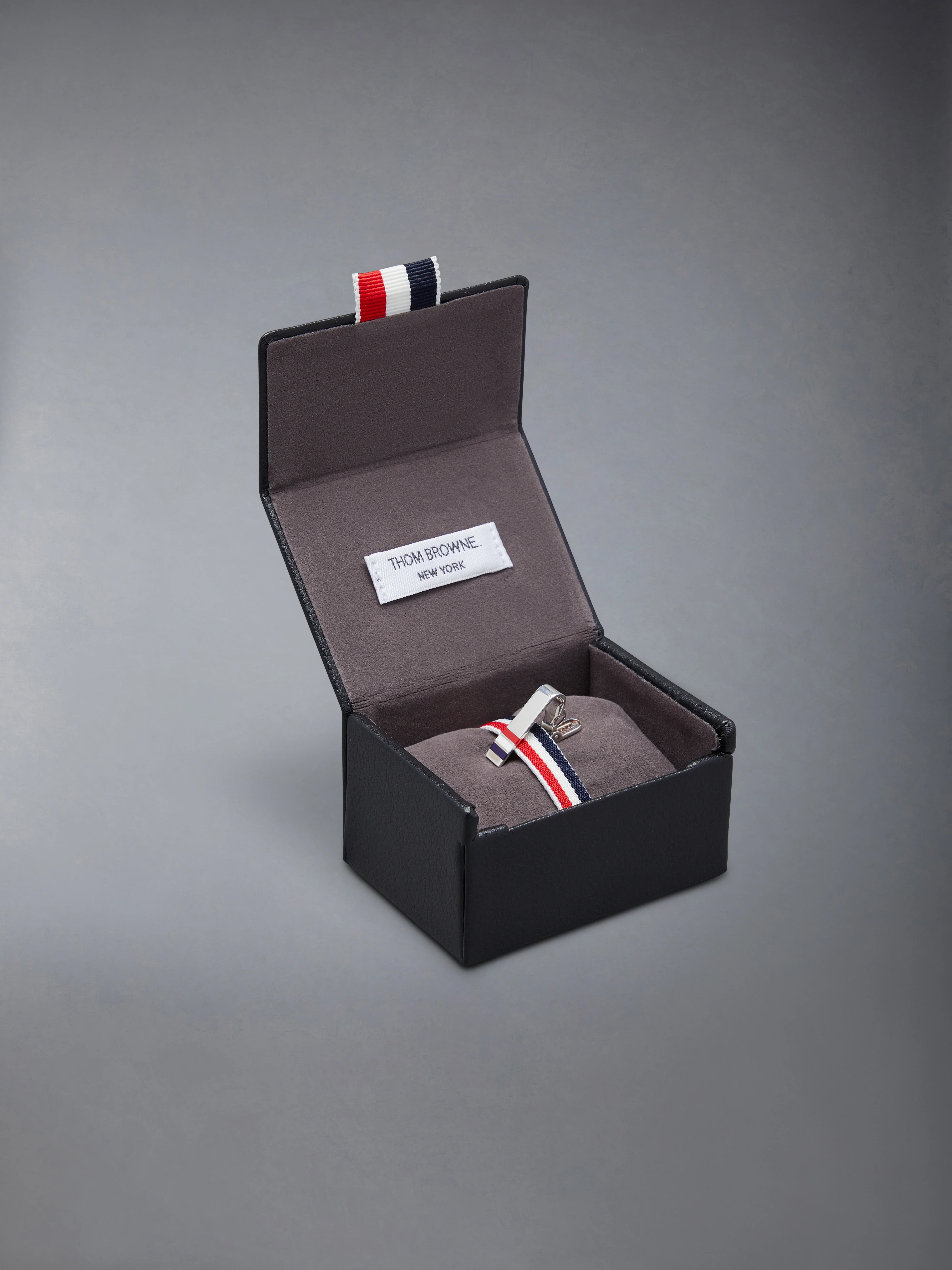 SILVER ENAMEL STRIPE SHORT TIE BAR - Image 4