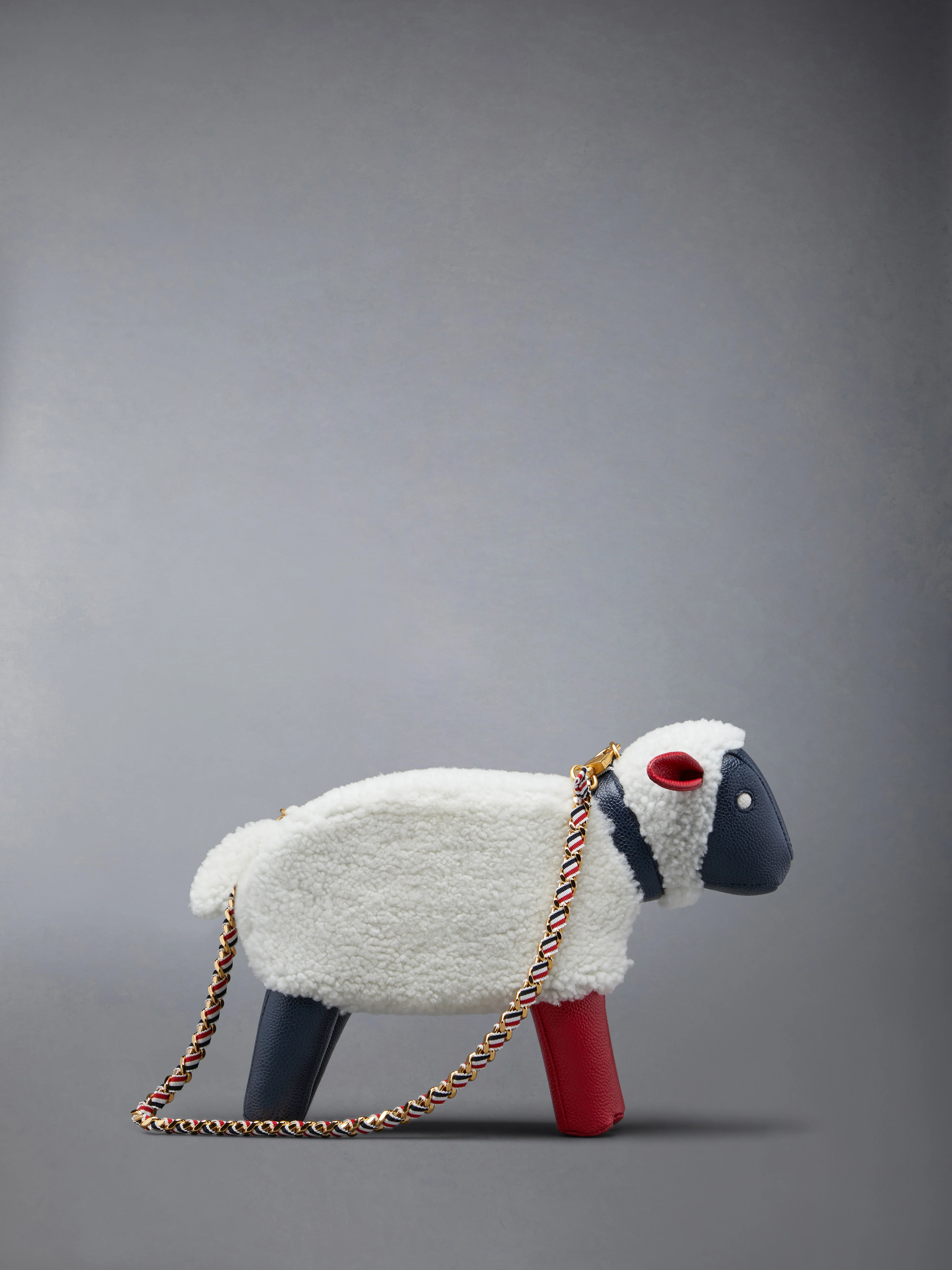 SMALL SHEEP CHAIN BAG IN SHEARLING & PEBBLE GRAIN LEATHER - Image 3