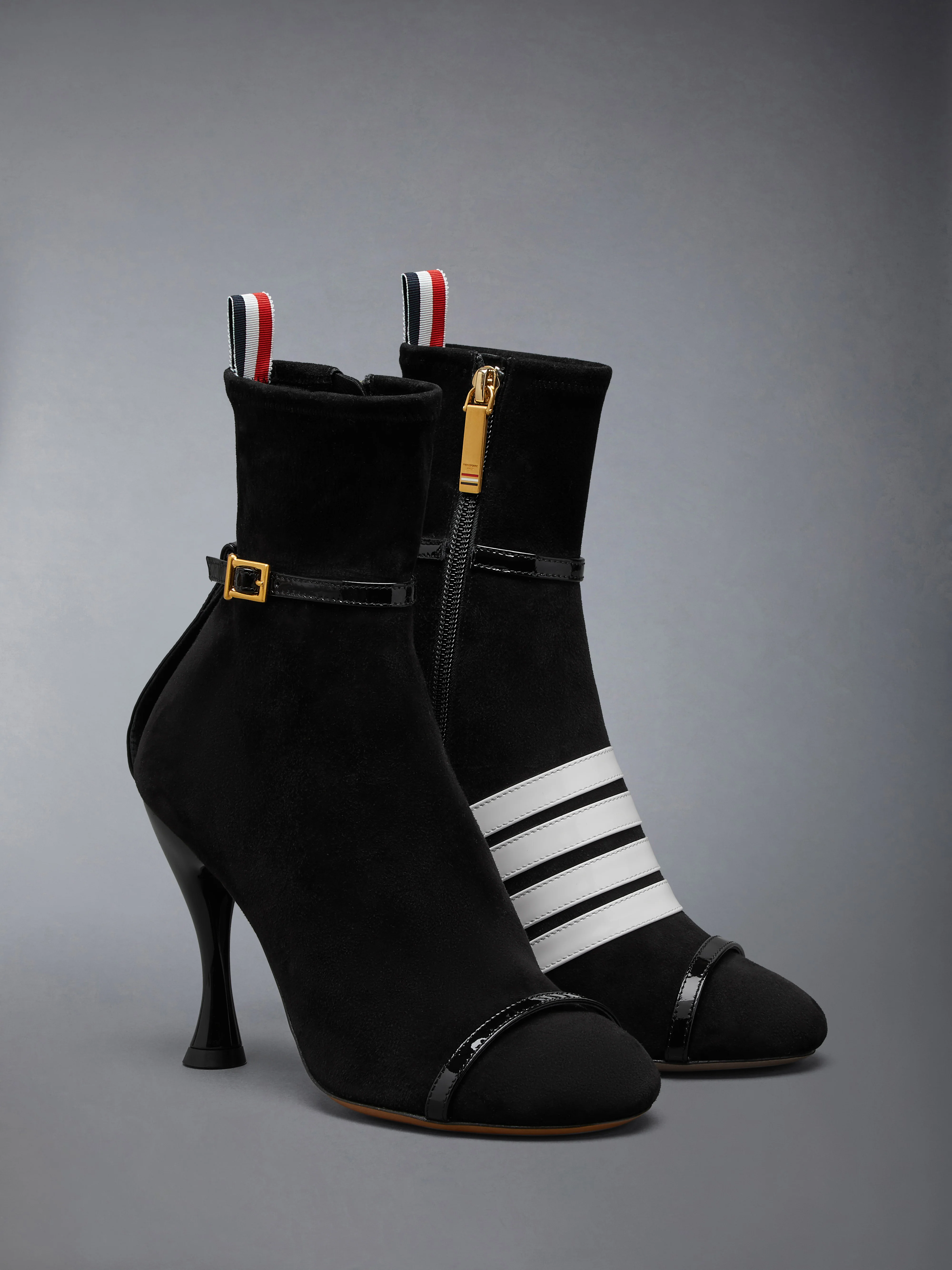 SOFT SUEDE TROMPE L'OEIL 4-BAR ANKLE BOOT 105MM - Image 3