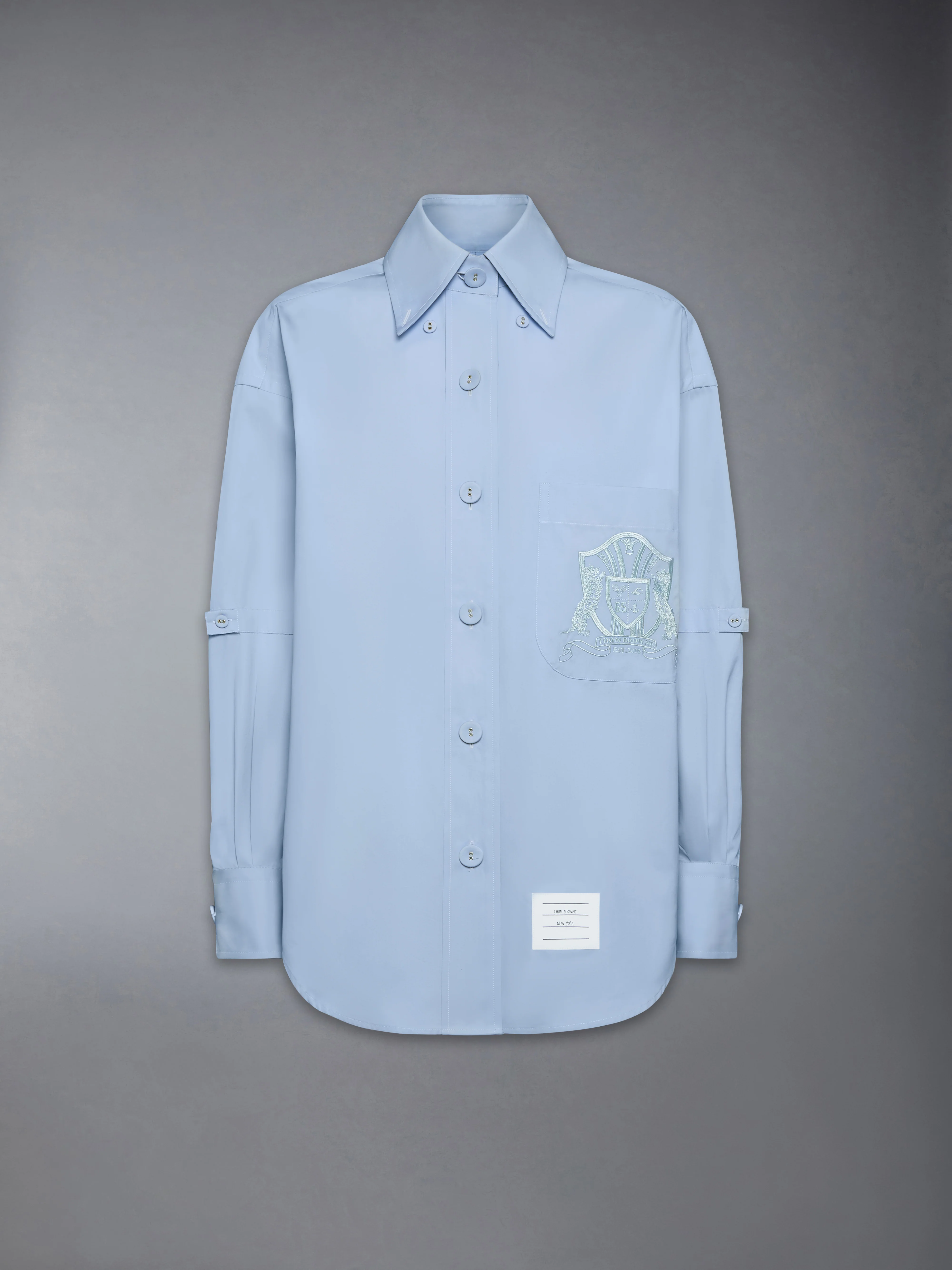 SOLID POPLIN CREST EMBROIDERY ARMBAND SUPERSIZED SHIRT - Image 7