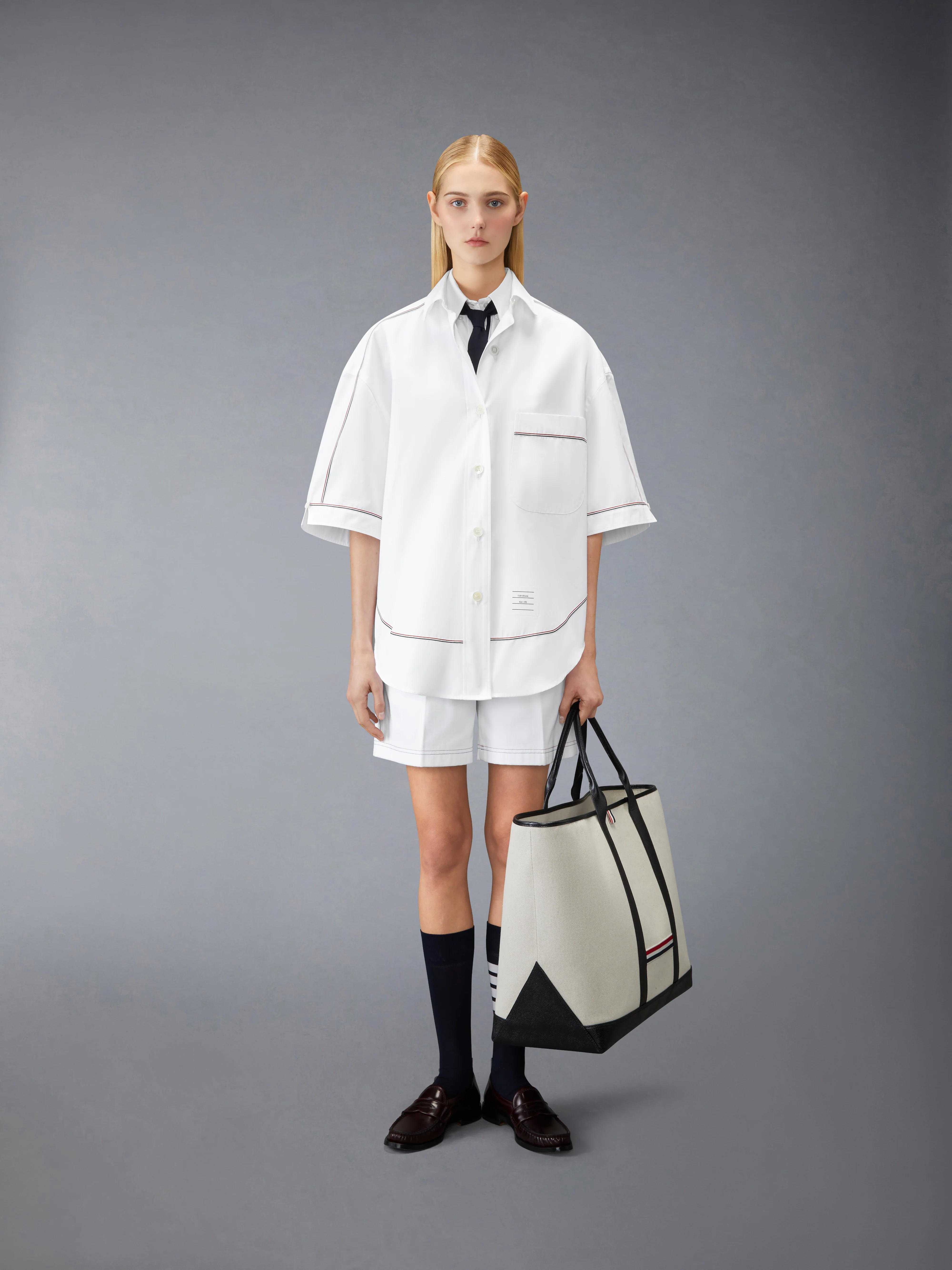 SOLID POPLIN RWB TRIM SUPERSIZED SHORT SLEEVE SHIRT - Image 4