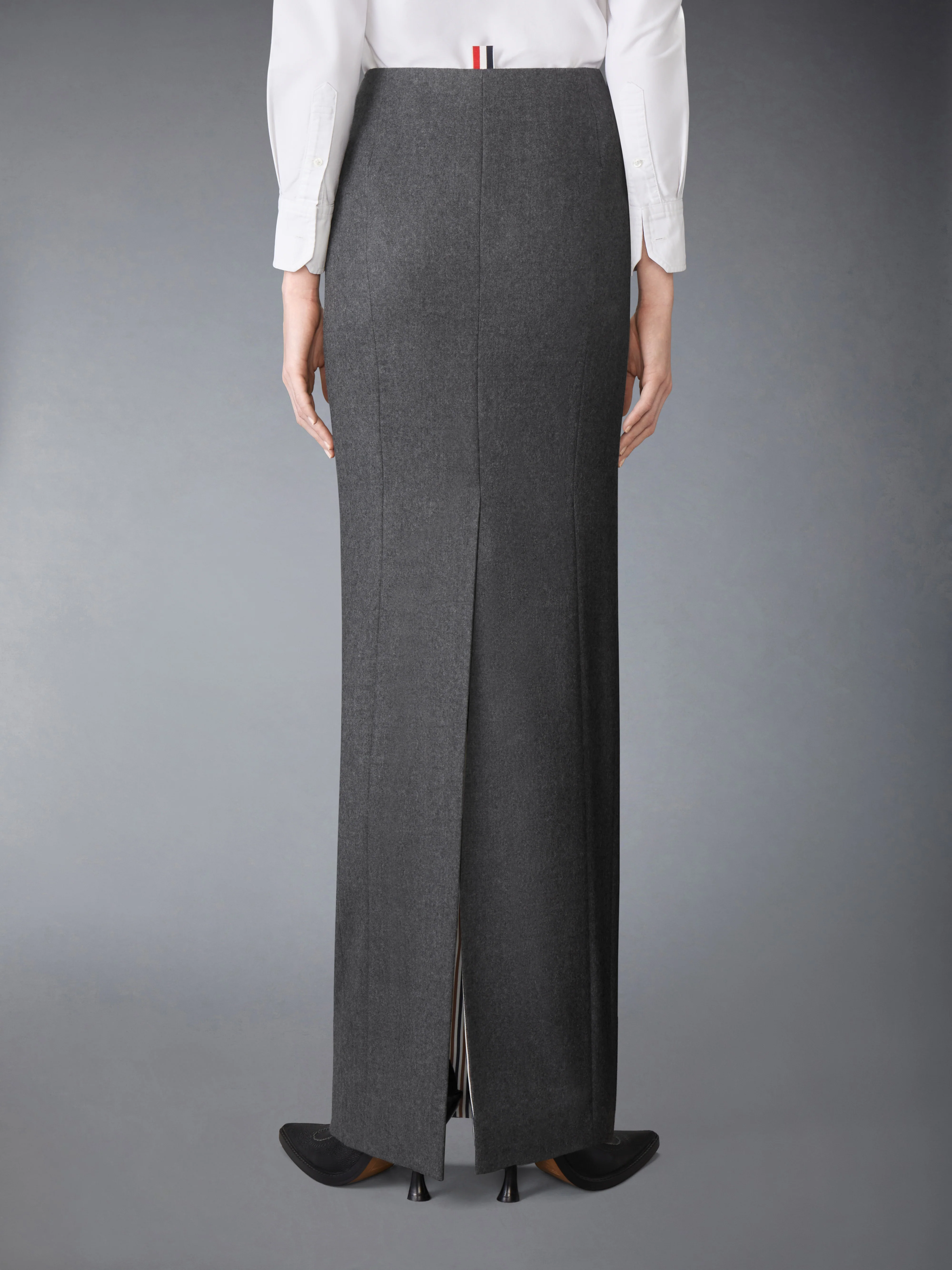 SOLID WOOL FLANNEL PENCIL SKIRT - Image 3