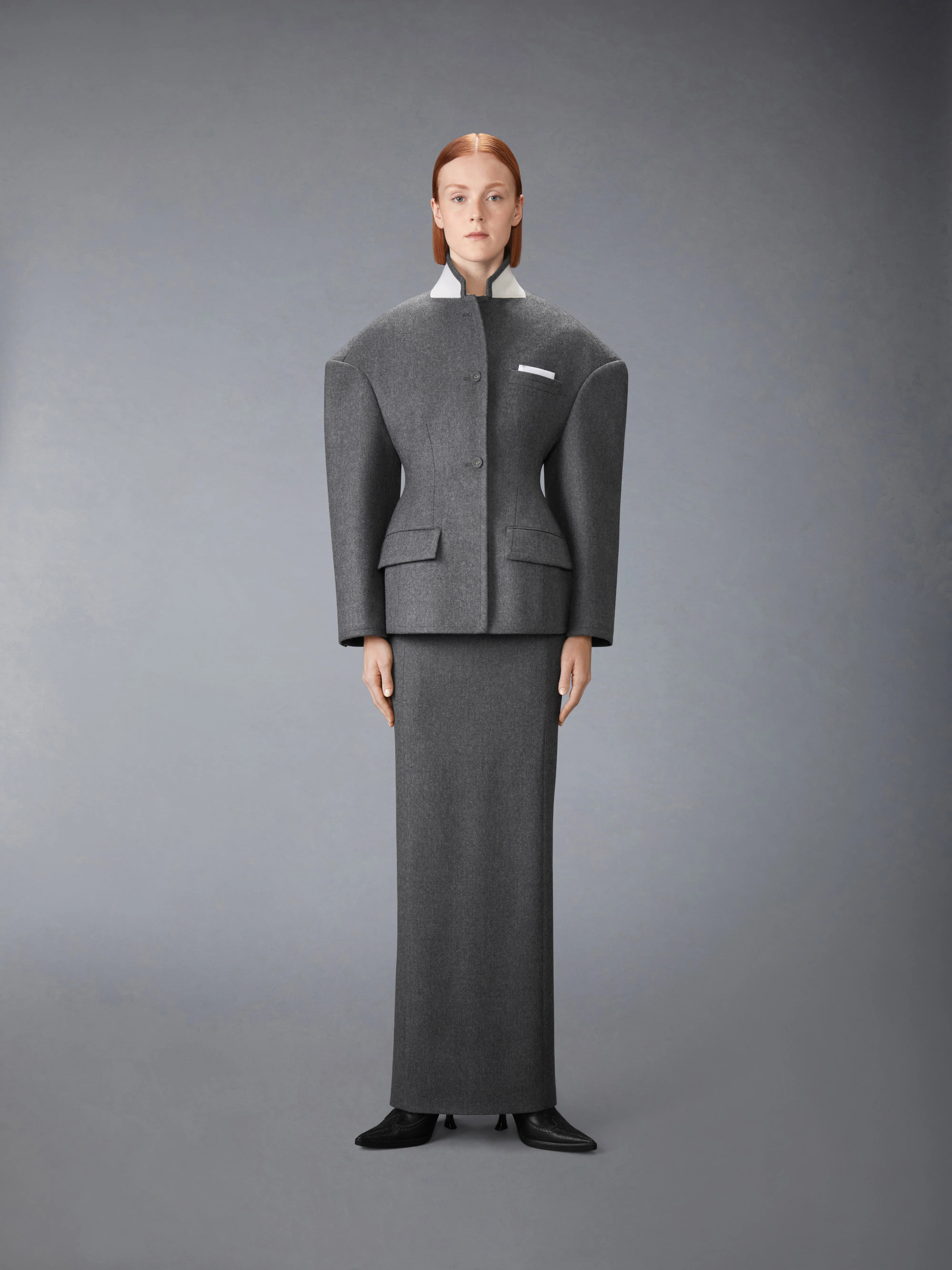 SOLID WOOL FLANNEL PENCIL SKIRT - Image 4