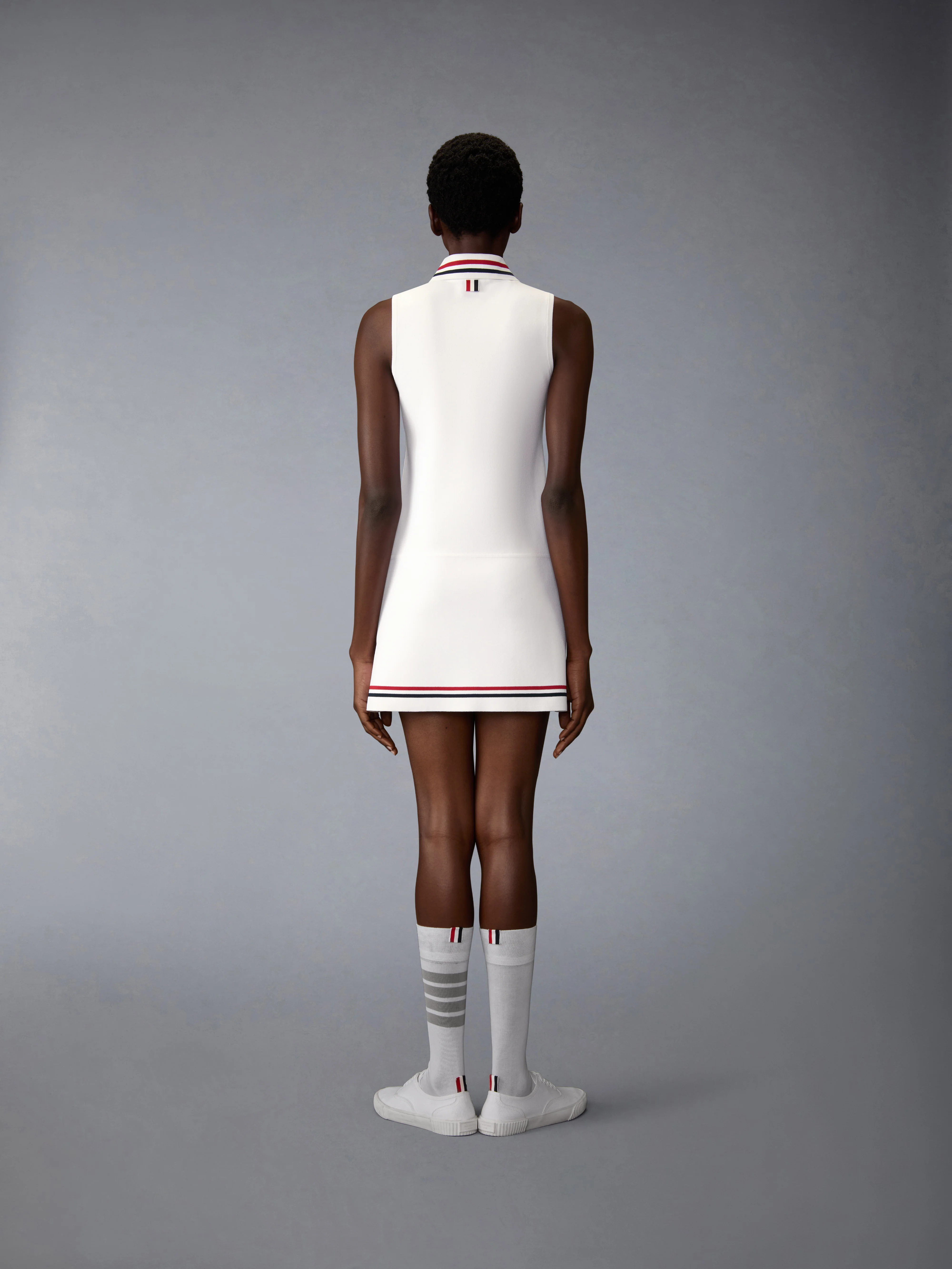 STRETCH VISCOSE RWB STRIPE MINI TENNIS DRESS - Image 3