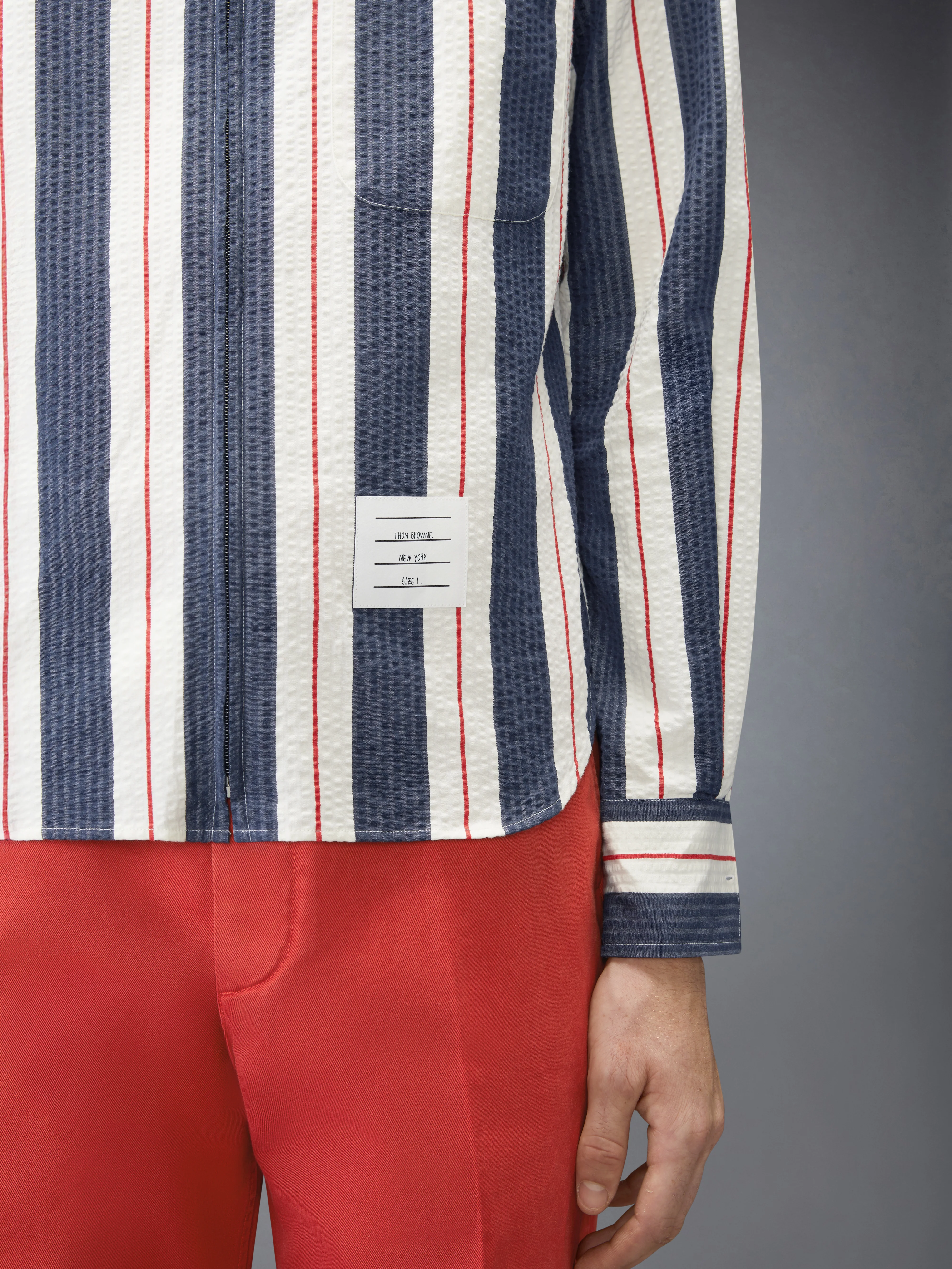 STRIPE SEERSUCKER ZIP UP SHIRT - Image 4