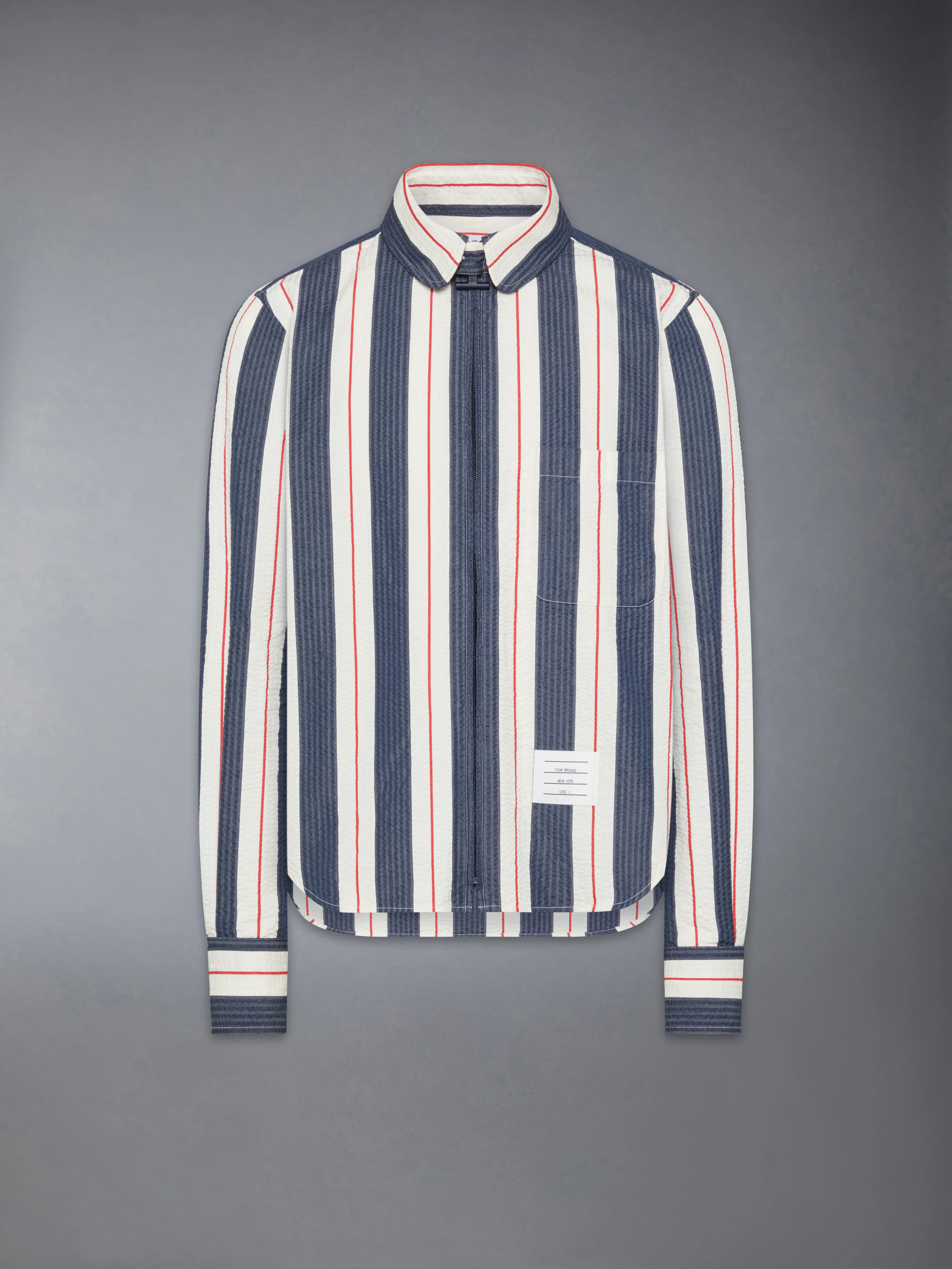 STRIPE SEERSUCKER ZIP UP SHIRT - Image 6