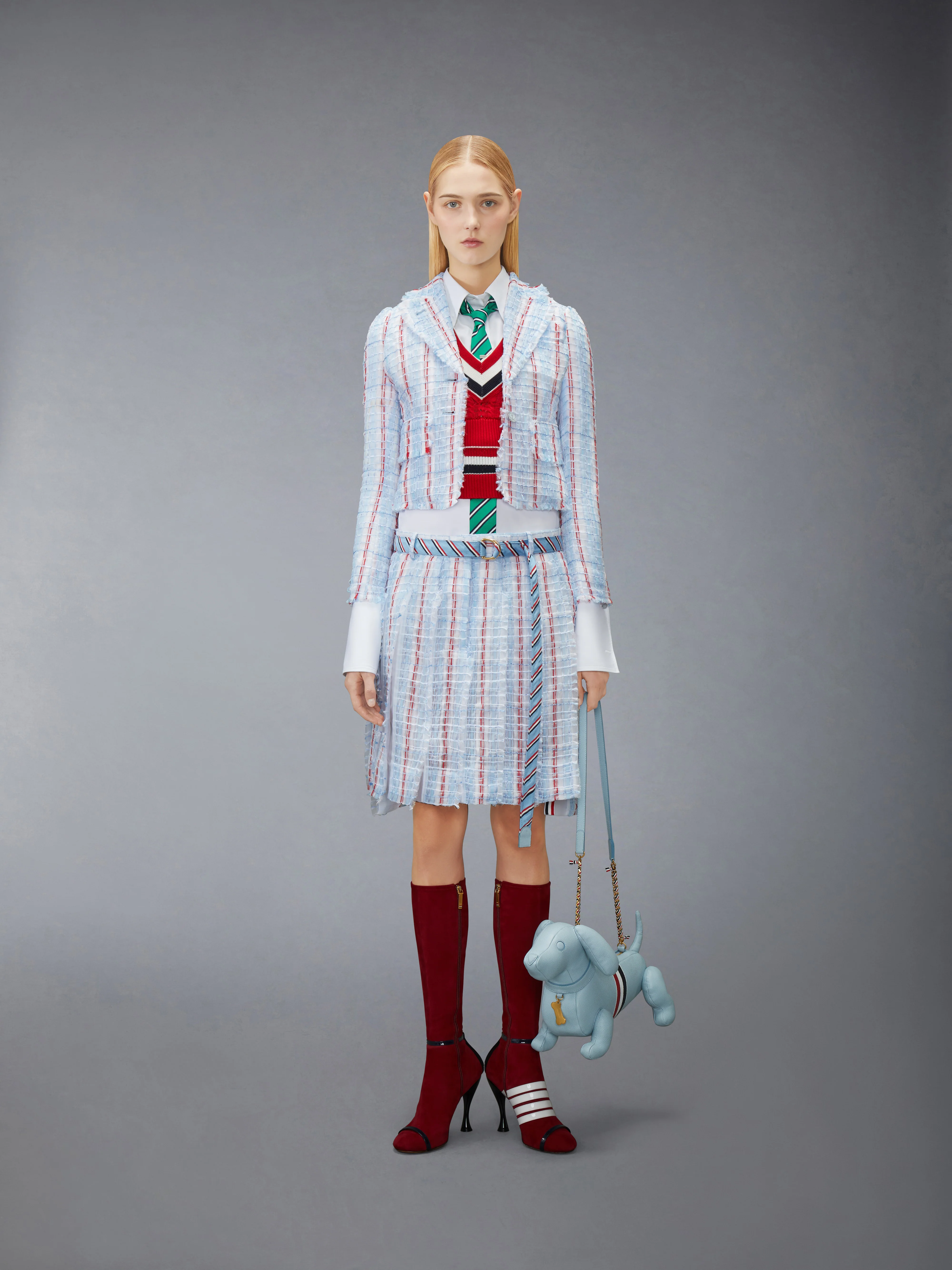 STRIPED SHEER TWEED CROPPED JACKET WITH FRAY EDGE - Image 3
