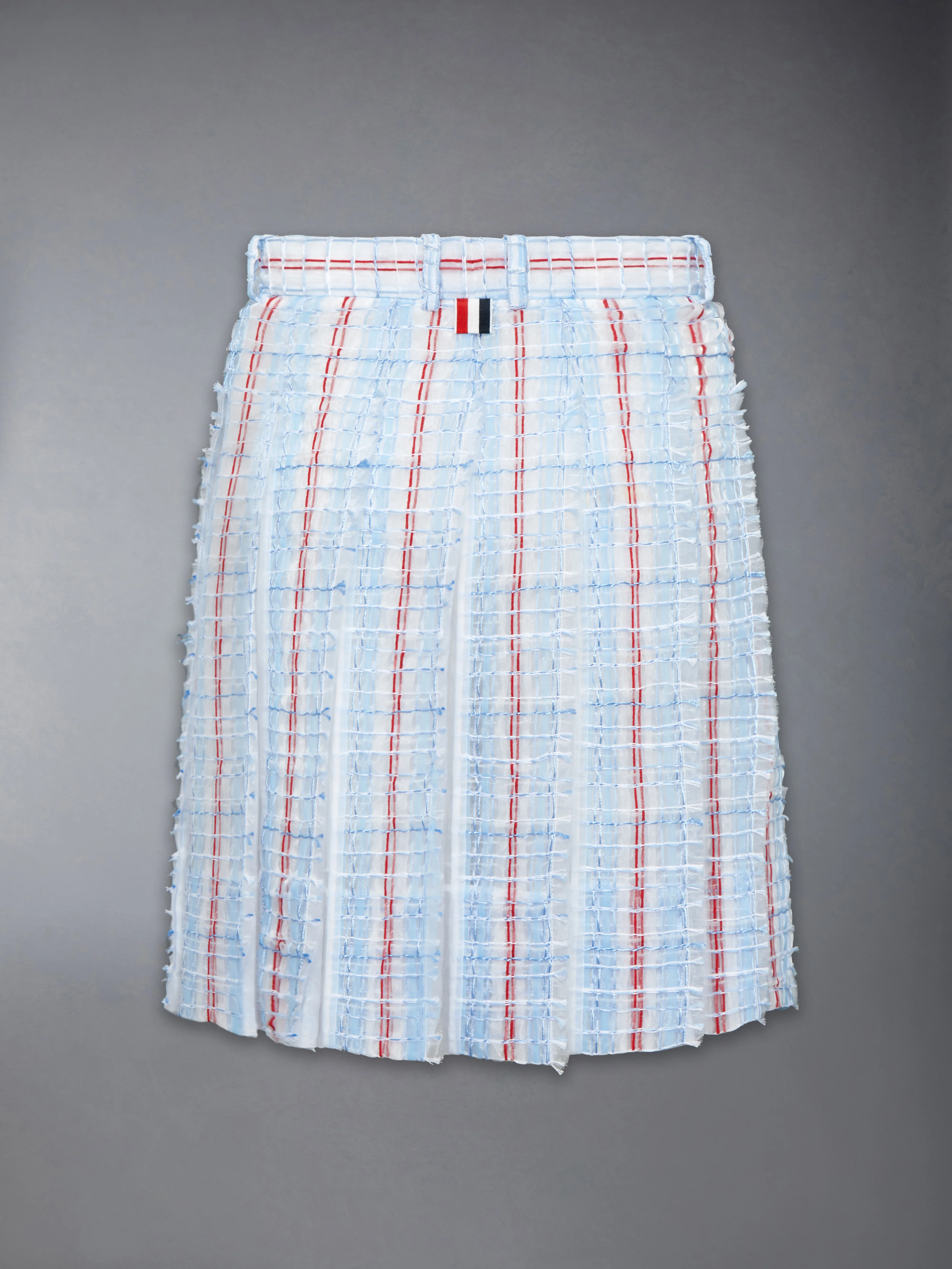 STRIPED SHEER TWEED LOW RISE PLEATED SKIRT - Image 7