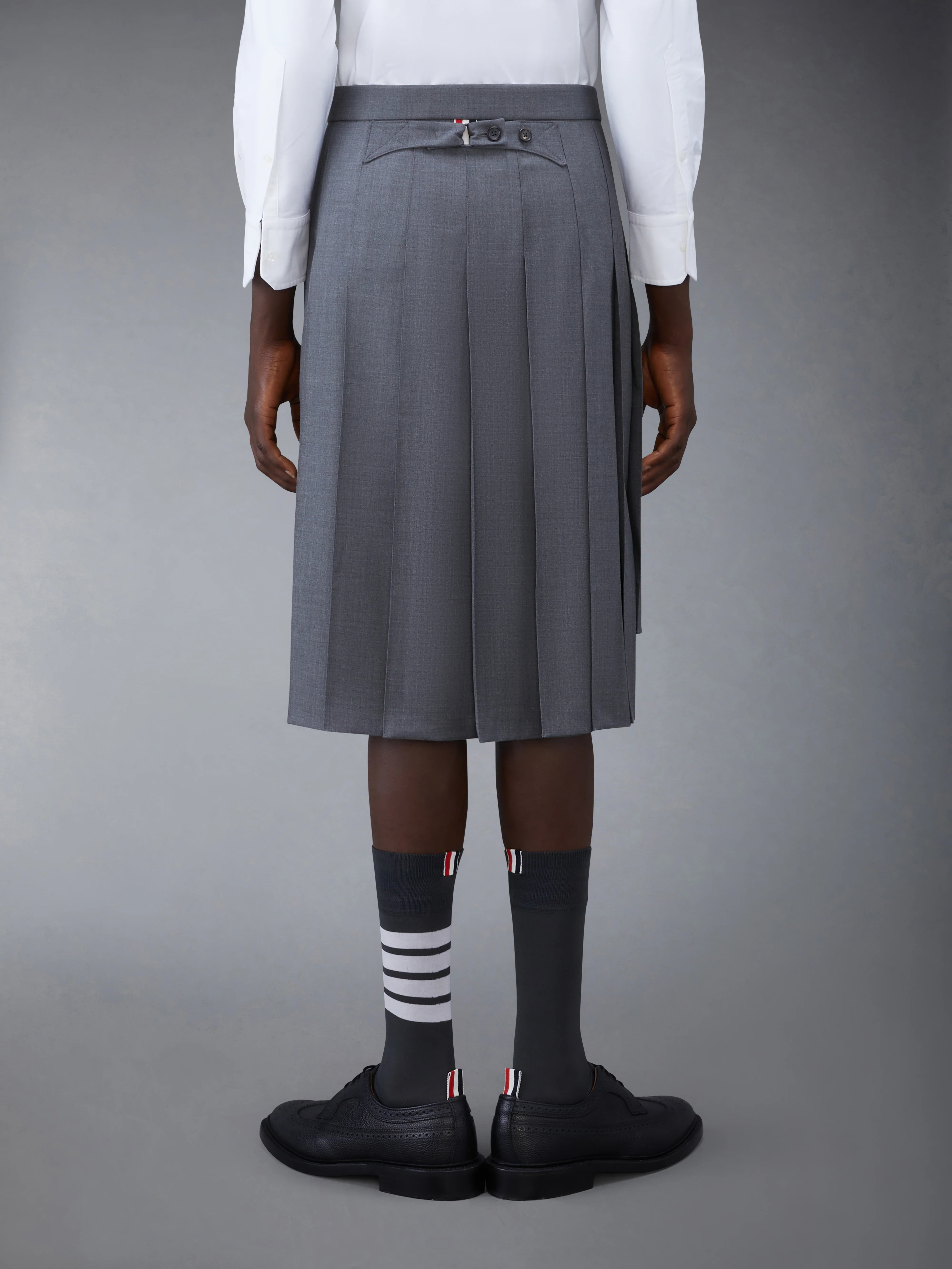 SUPER 120’S TWILL BACKSTRAP PLEATED SKIRT - Image 3