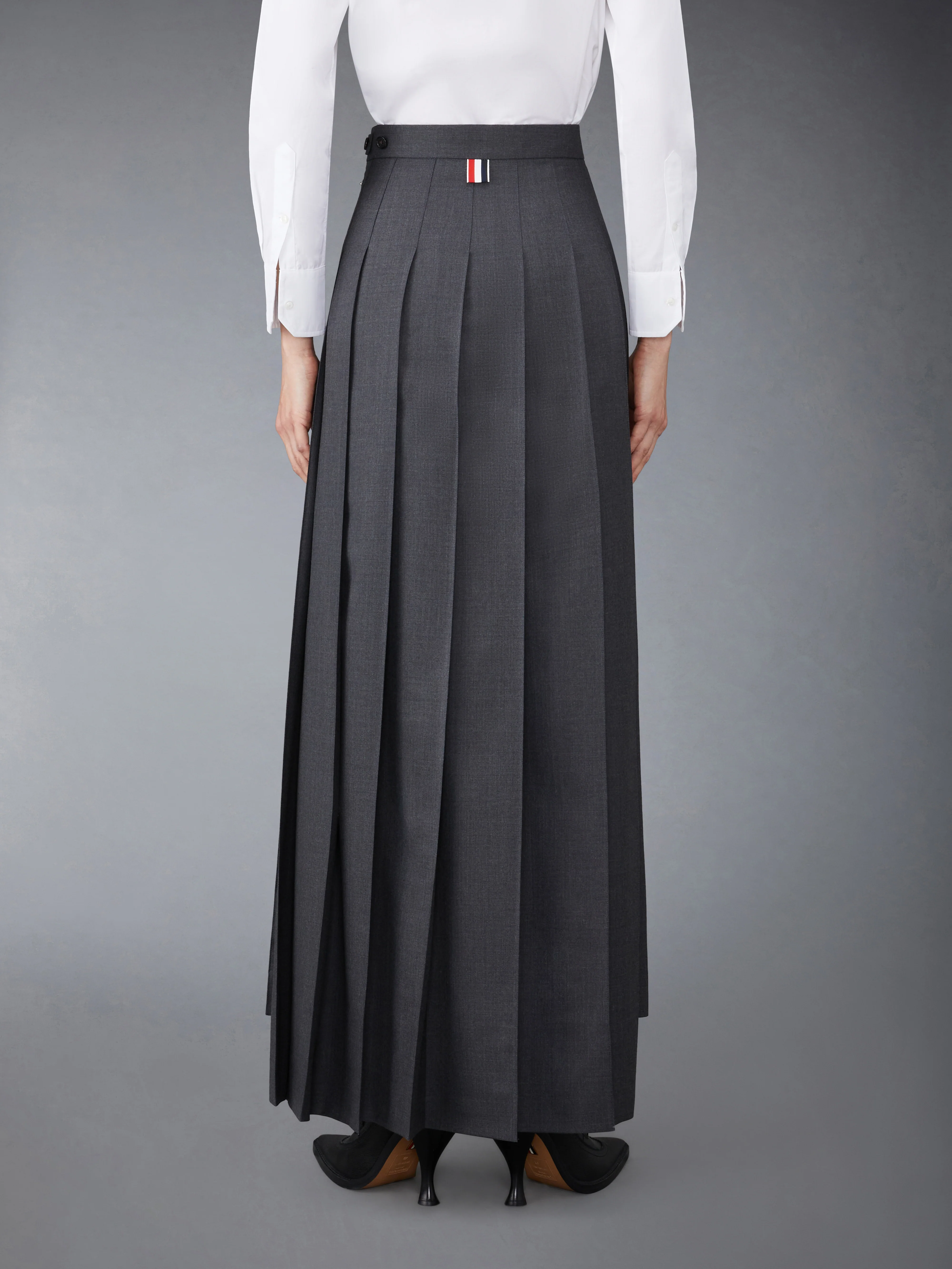 SUPER 120’S TWILL PLEATED MAXI SKIRT - Image 3