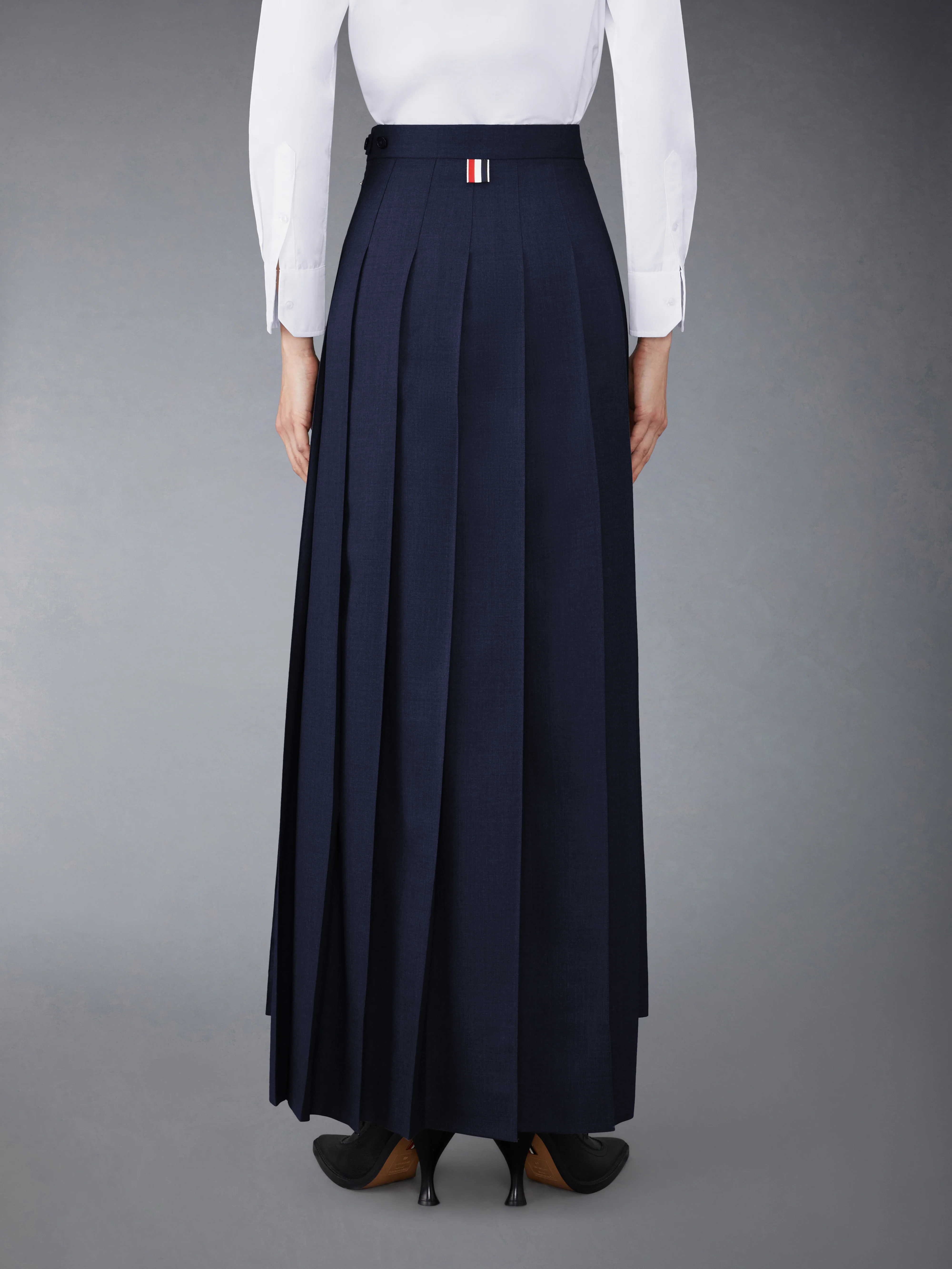 SUPER 120’S TWILL PLEATED MAXI SKIRT - Image 3