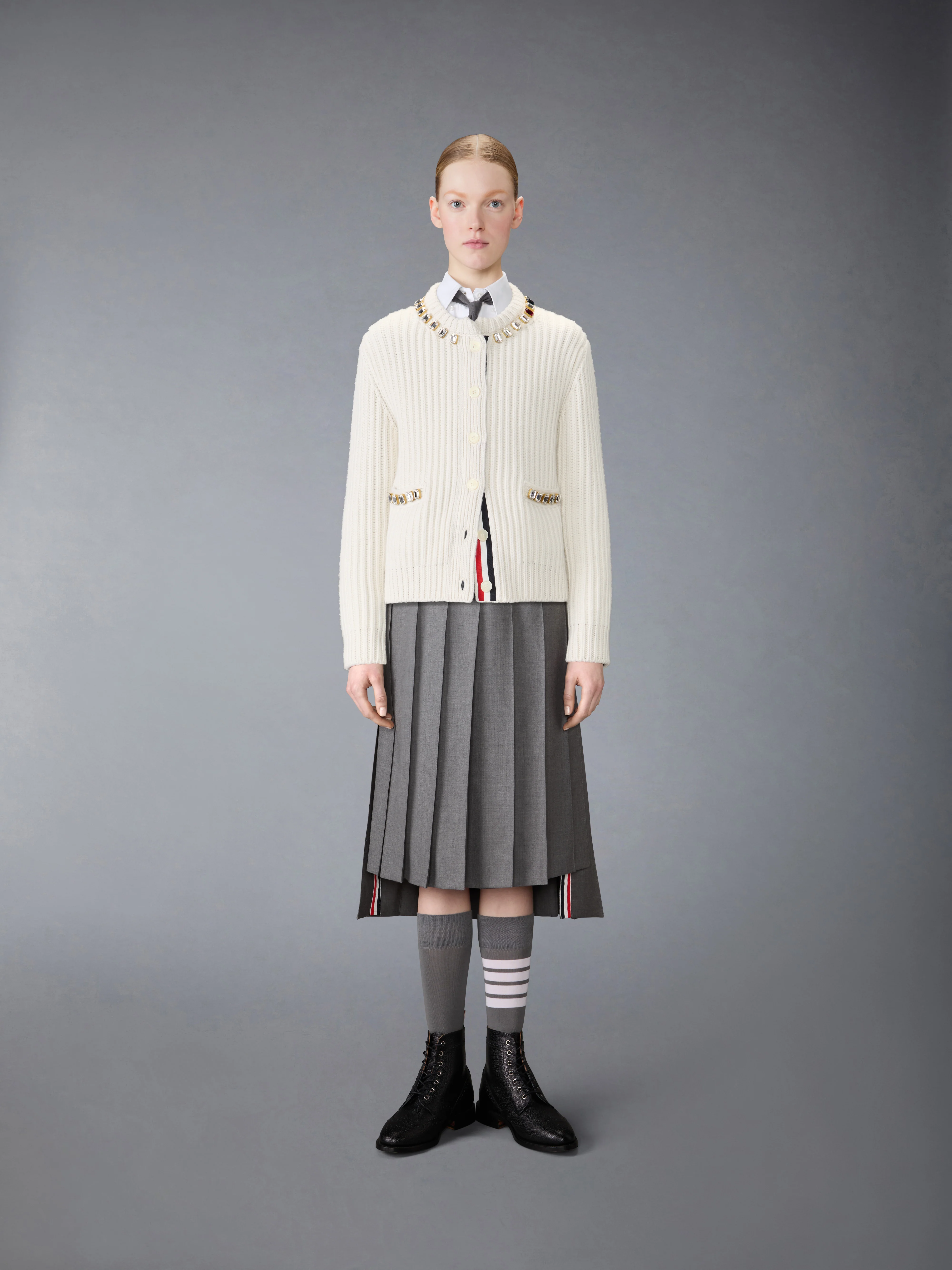 SWAROVSKI CRYSTAL HALF STITCH CASHMERE CARDIGAN - Image 3