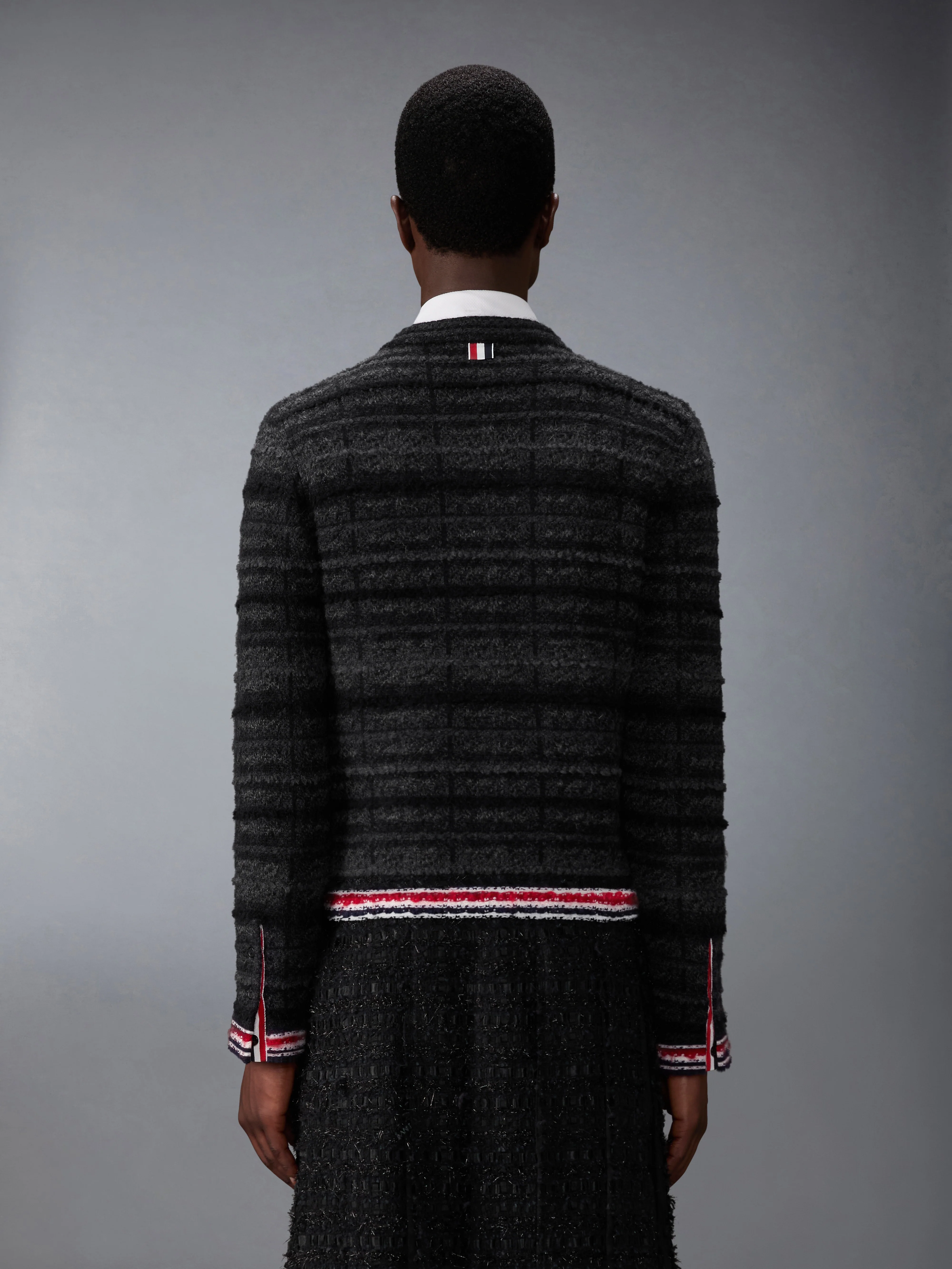 TARTAN JACQUARD MERINO MOHAIR CARDIGAN JACKET - Image 2