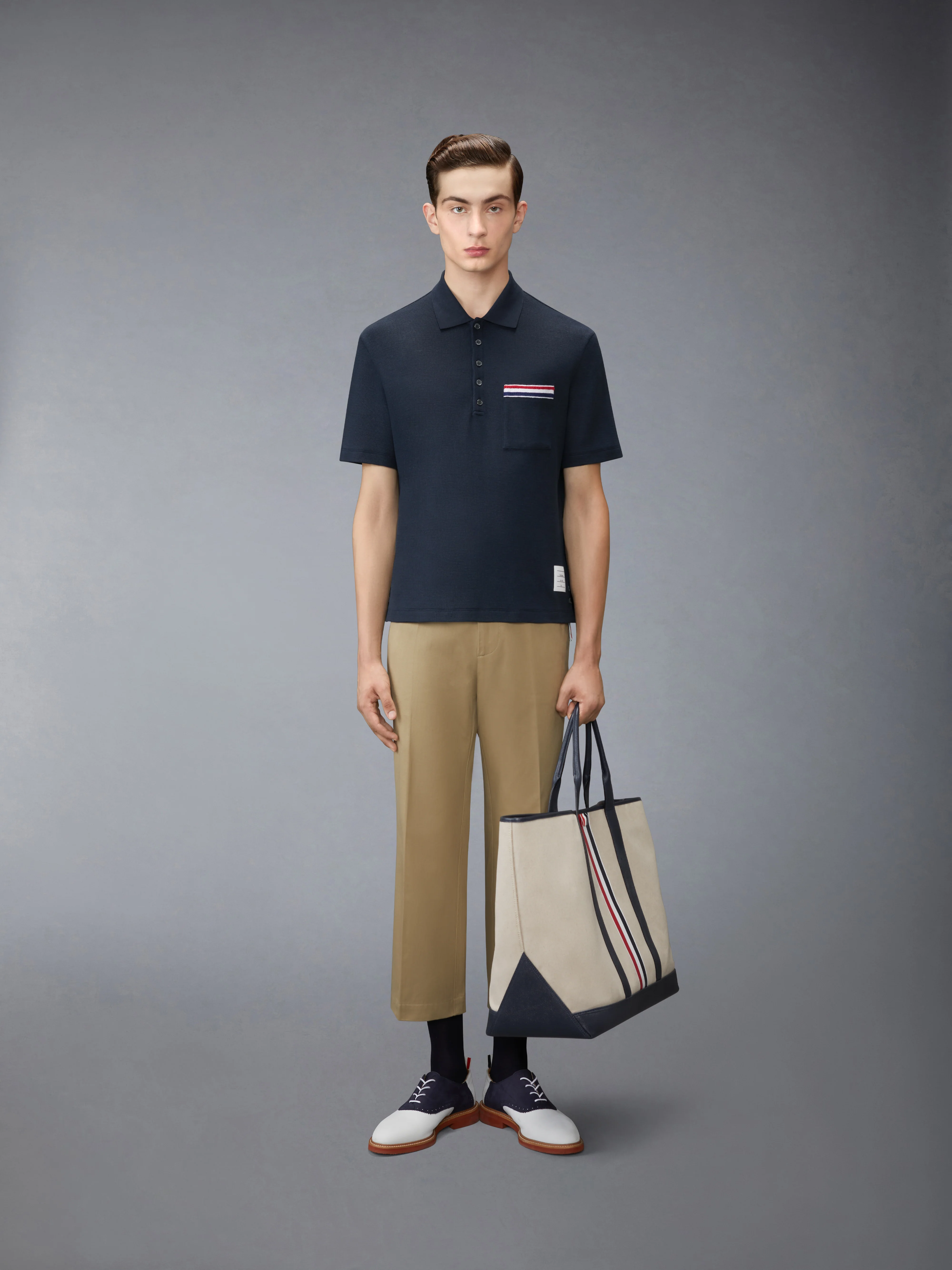 TEXTURED COTTON LINEN RWB EMBROIDERY POLO - Image 3