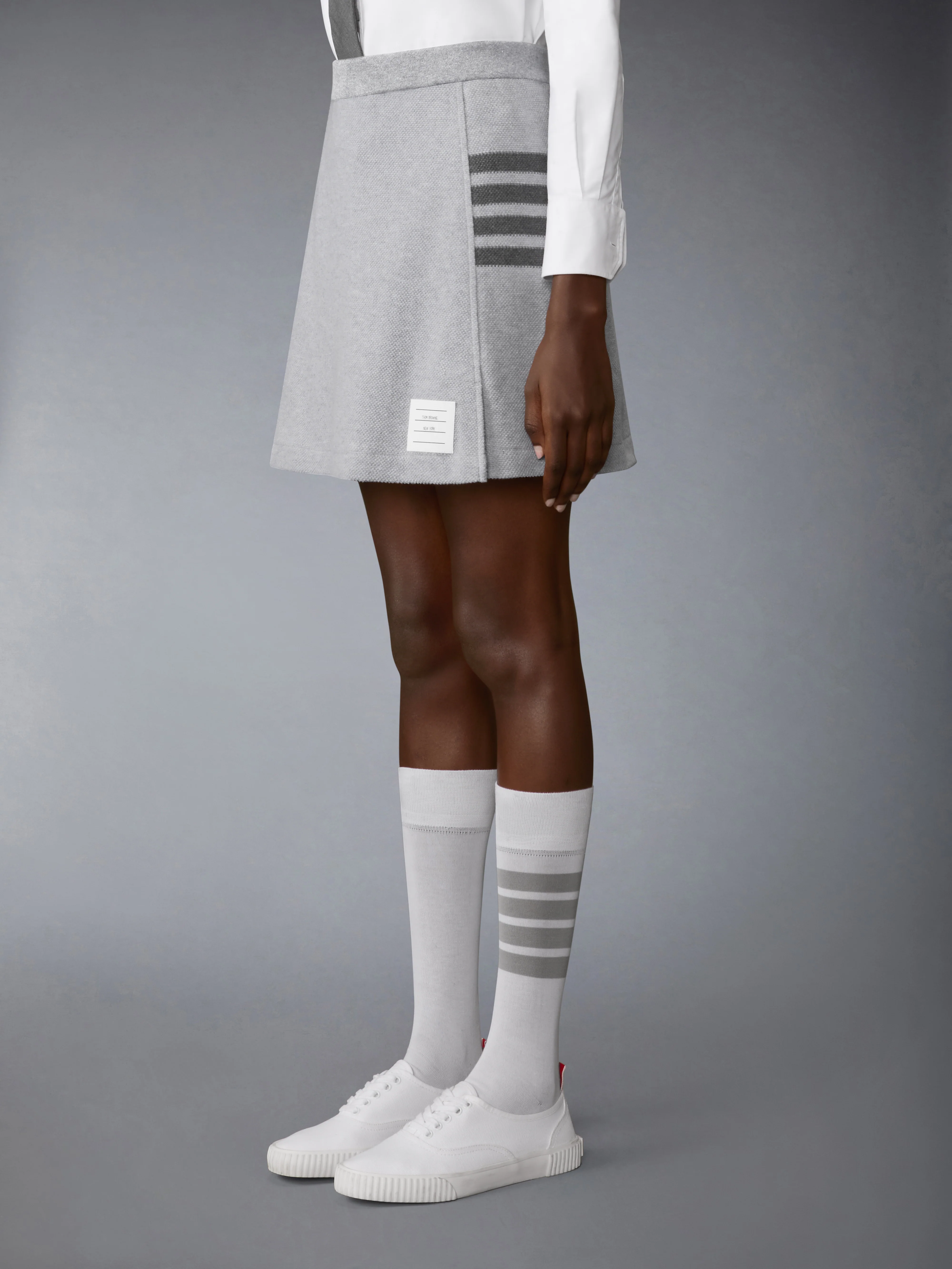 TEXTURED PIQUE 4-BAR BOX PLEAT MINI SKIRT - Image 2