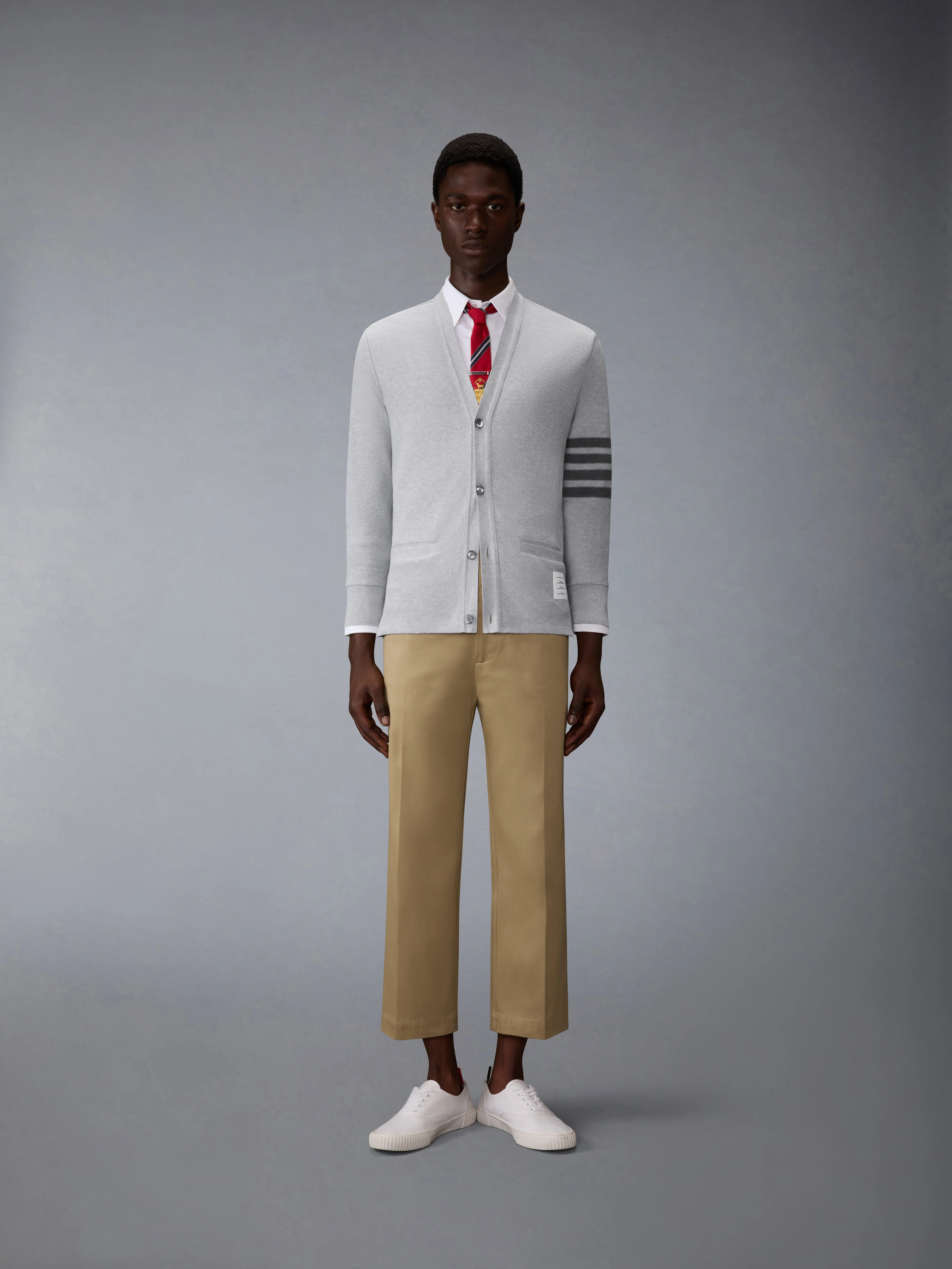 TEXTURED PIQUE 4-BAR CARDIGAN - Image 3
