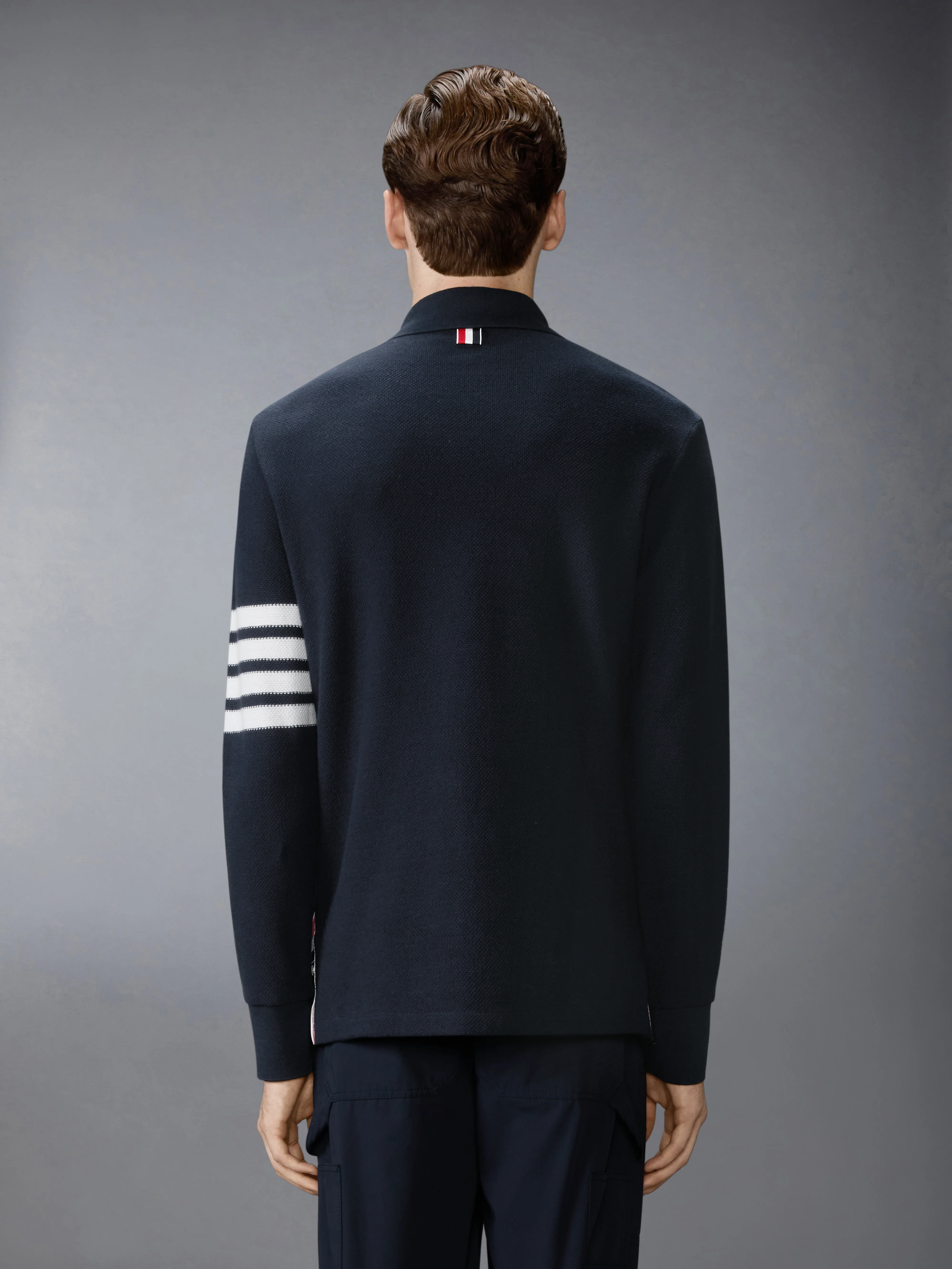TEXTURED PIQUE 4-BAR LONG SLEEVE POLO - Image 2